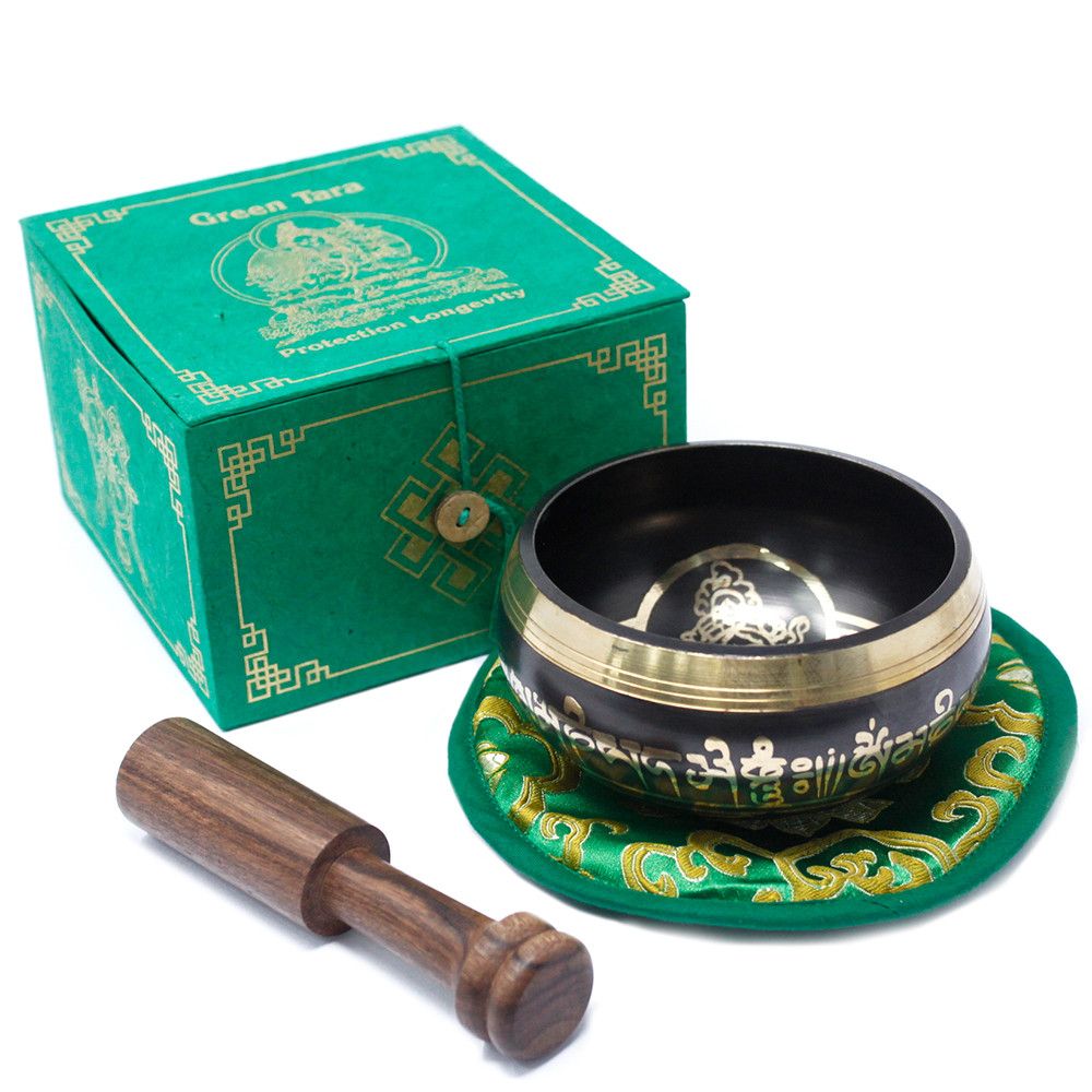 Green Tara Singing Bowl Set 10cm (min 380gm) - Image 8