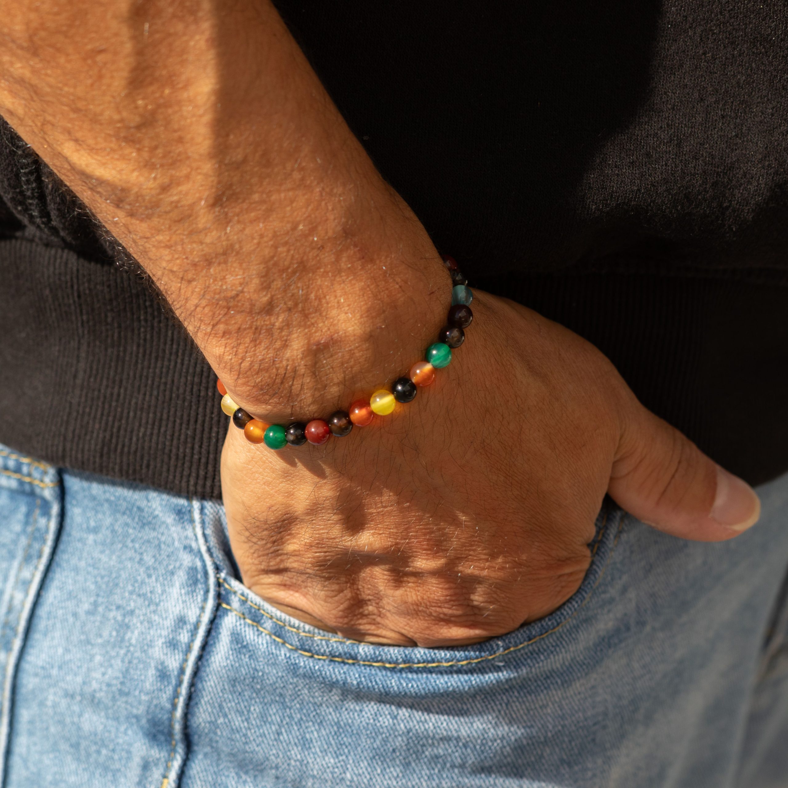 Petite Power Bracelet (17cmx6mm) - Rainbow Jade - Image 7