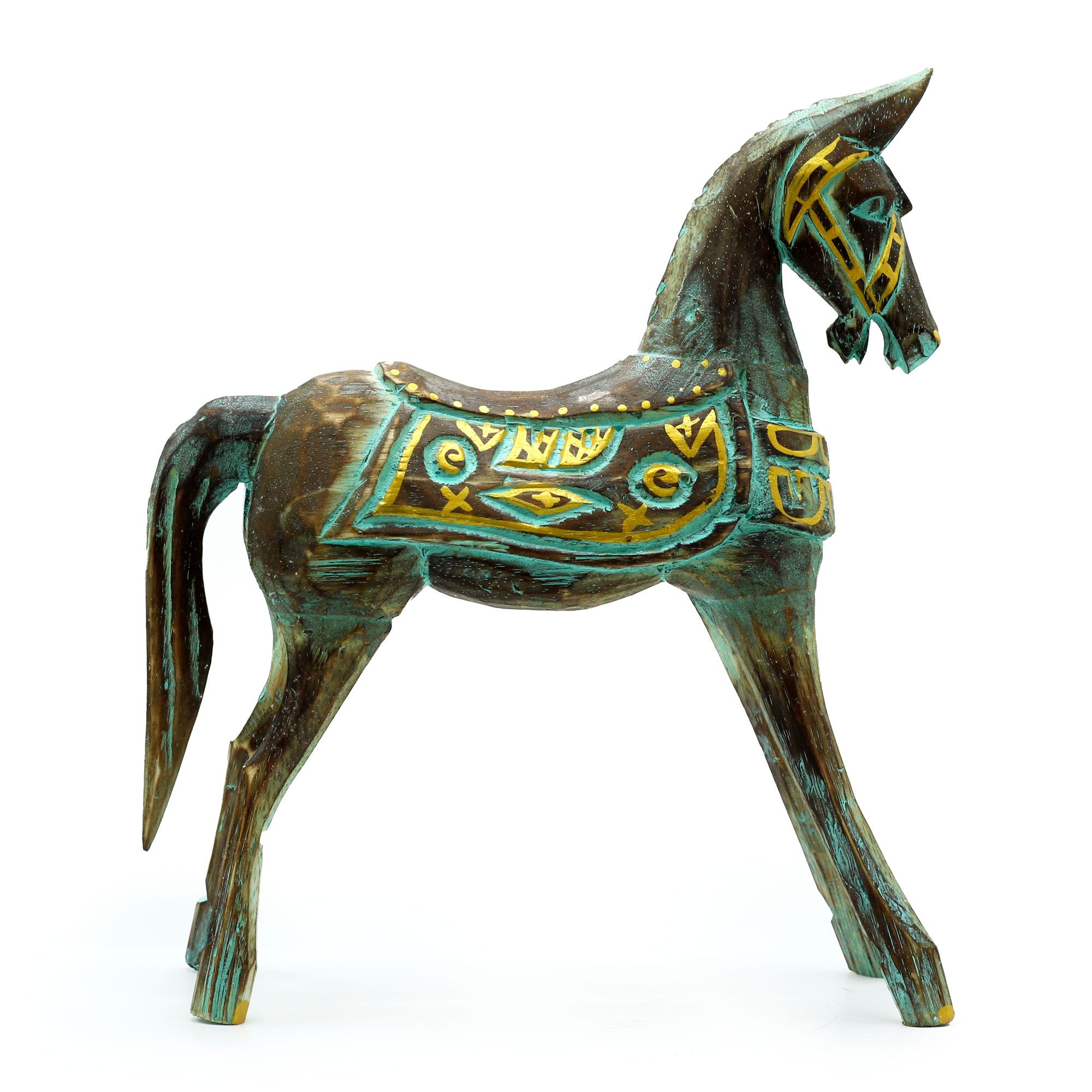 Large Gold & Turquoise Horse 32 cm - Image 3