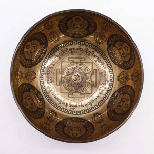 Tibetan Healing Engraved Bowl - 21cm - Om & Buddha