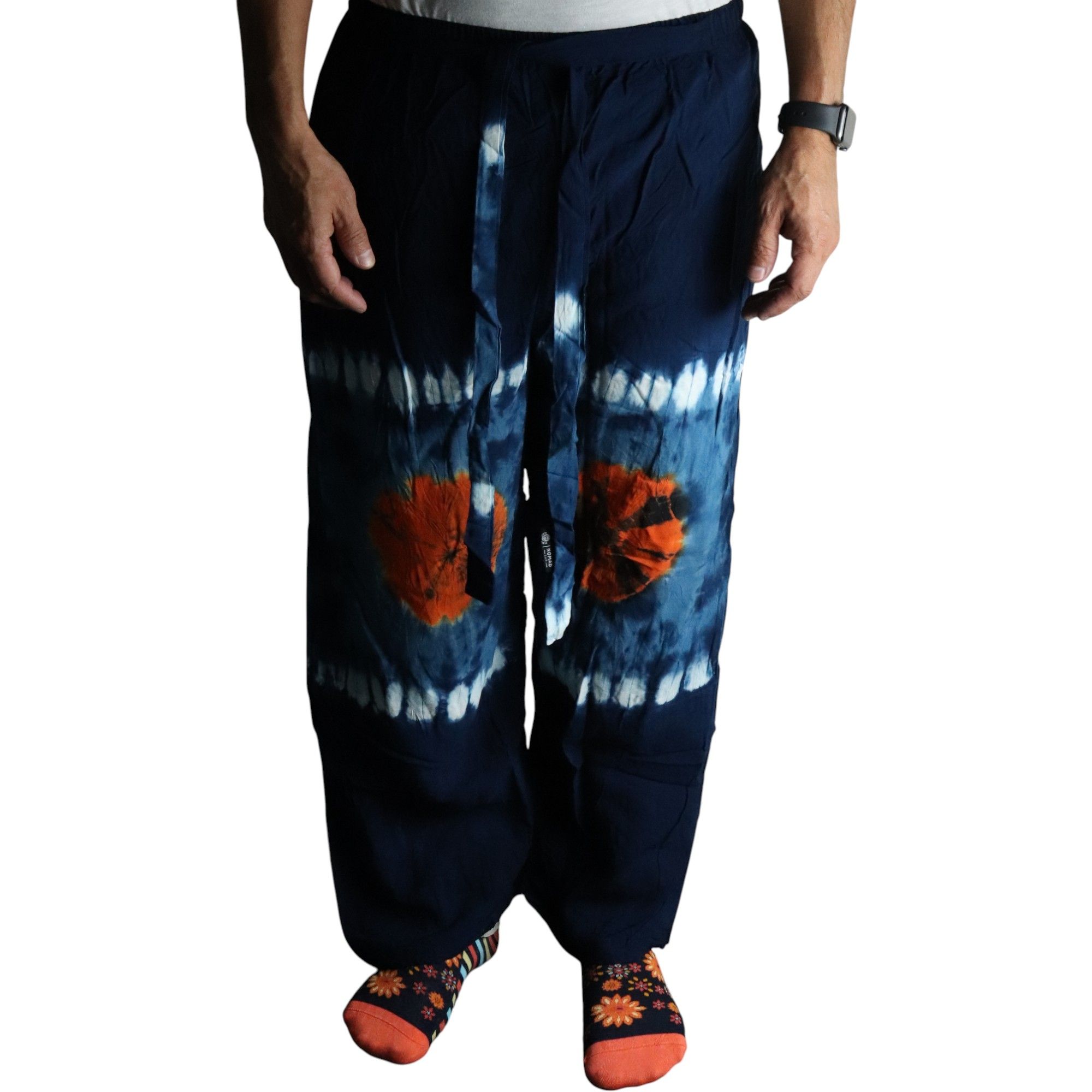 Japanese Style Lounge Pants - Teal & Orange - L - Image 2