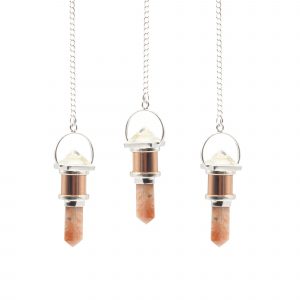 The Moon Chamber- Combo Piece Copper Pendulum -  Clear Quartz & Sunstone