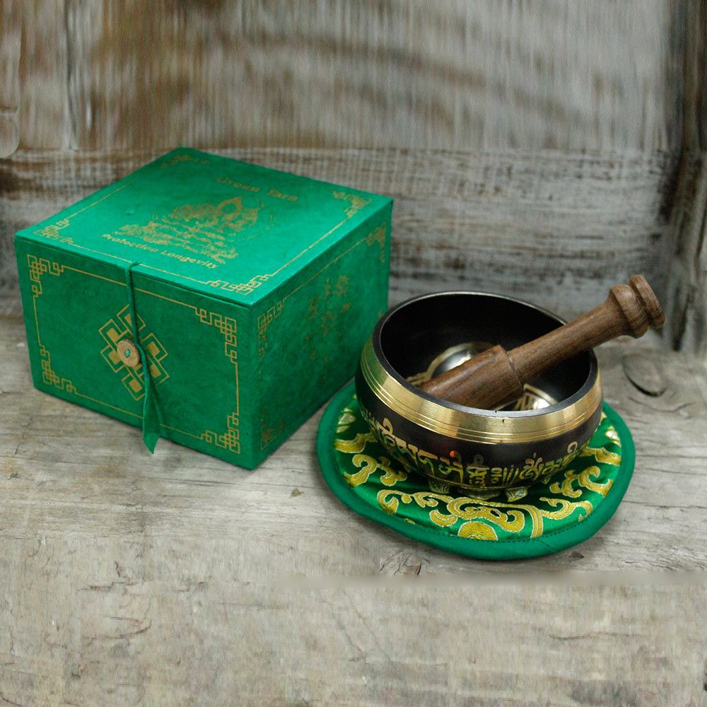 Green Tara Singing Bowl Set 10cm (min 380gm) - Image 9