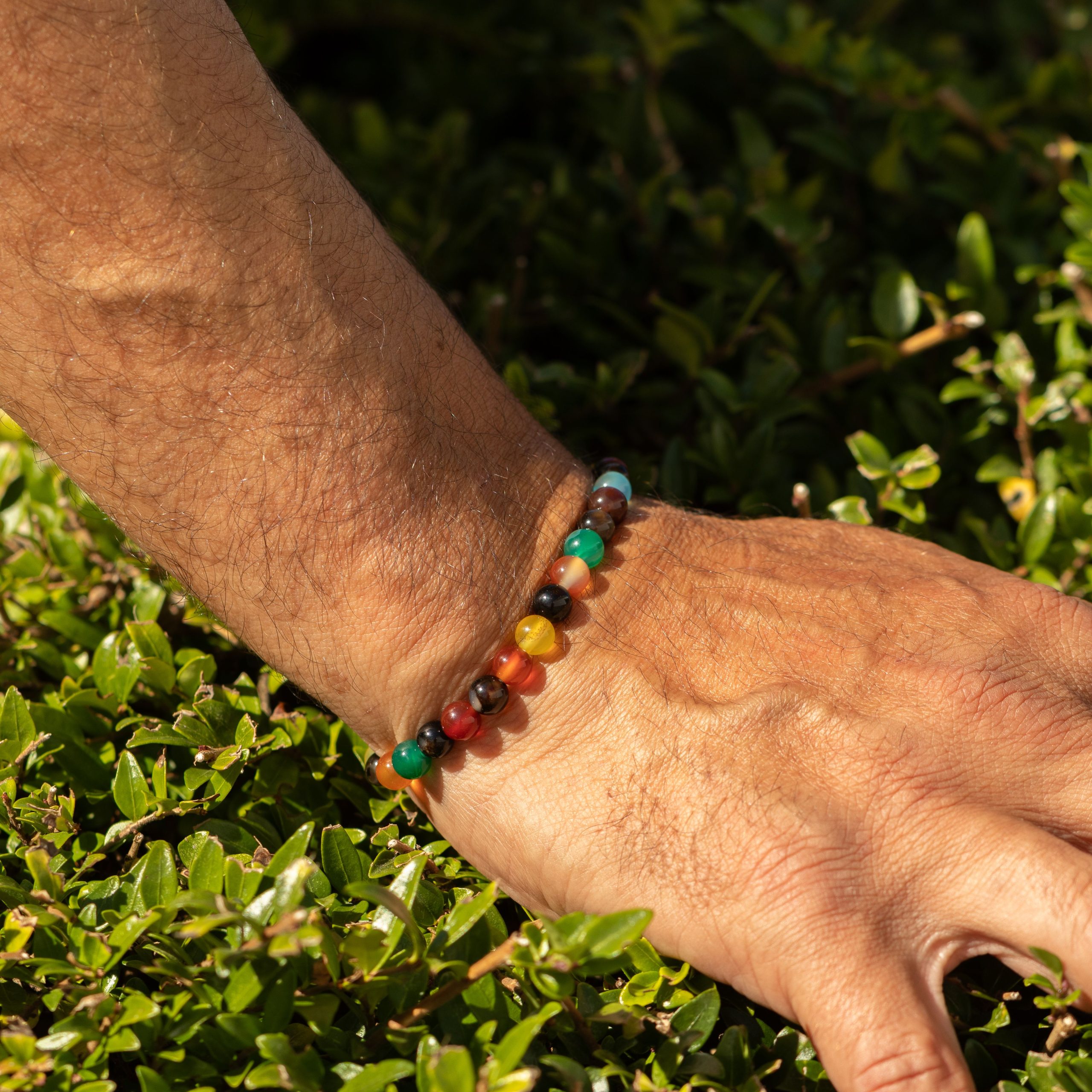 Petite Power Bracelet (17cmx6mm) - Rainbow Jade - Image 2