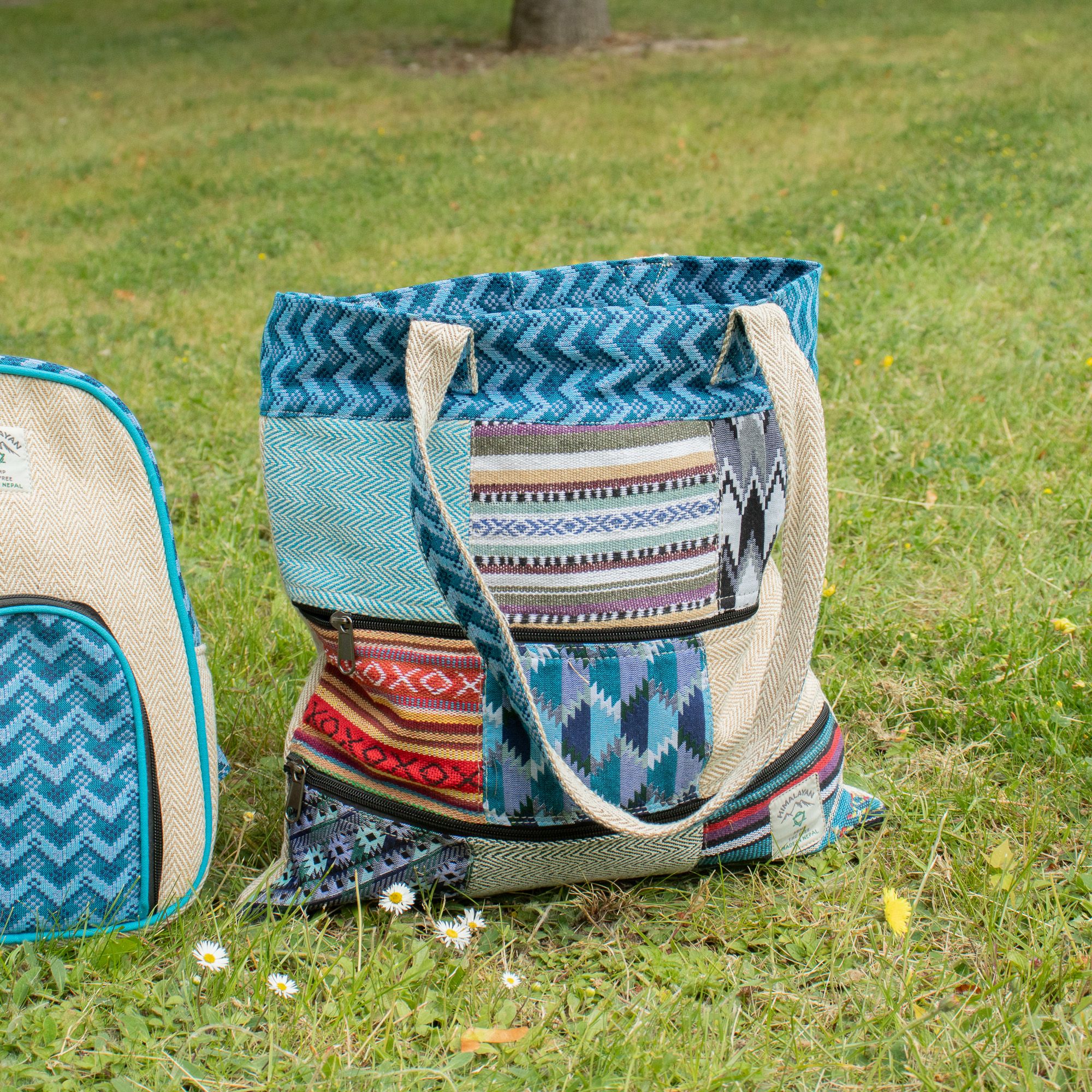 Patchwork Kathmandu Tote Bag - Dhaka Design (37x38cm) - Image 12