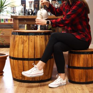 Beer Barrel Stool – Natural Wood 38 x 32 cm