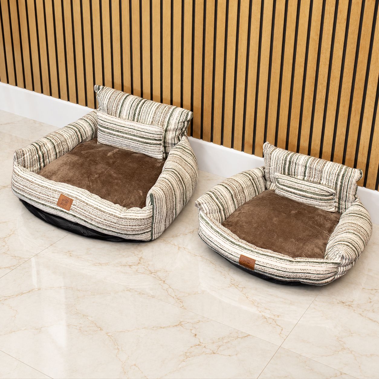 PAW Bed – Medium Sofa – Brown Stripes – 60 × 60 × 28cm - Image 2