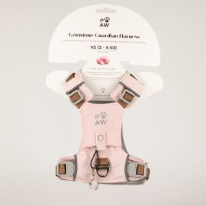 PAW - XS (2-4Kg) Dog Step-in Guardian Harness with Reflective Mesh - Soft Pink - Rose Quartz Charm