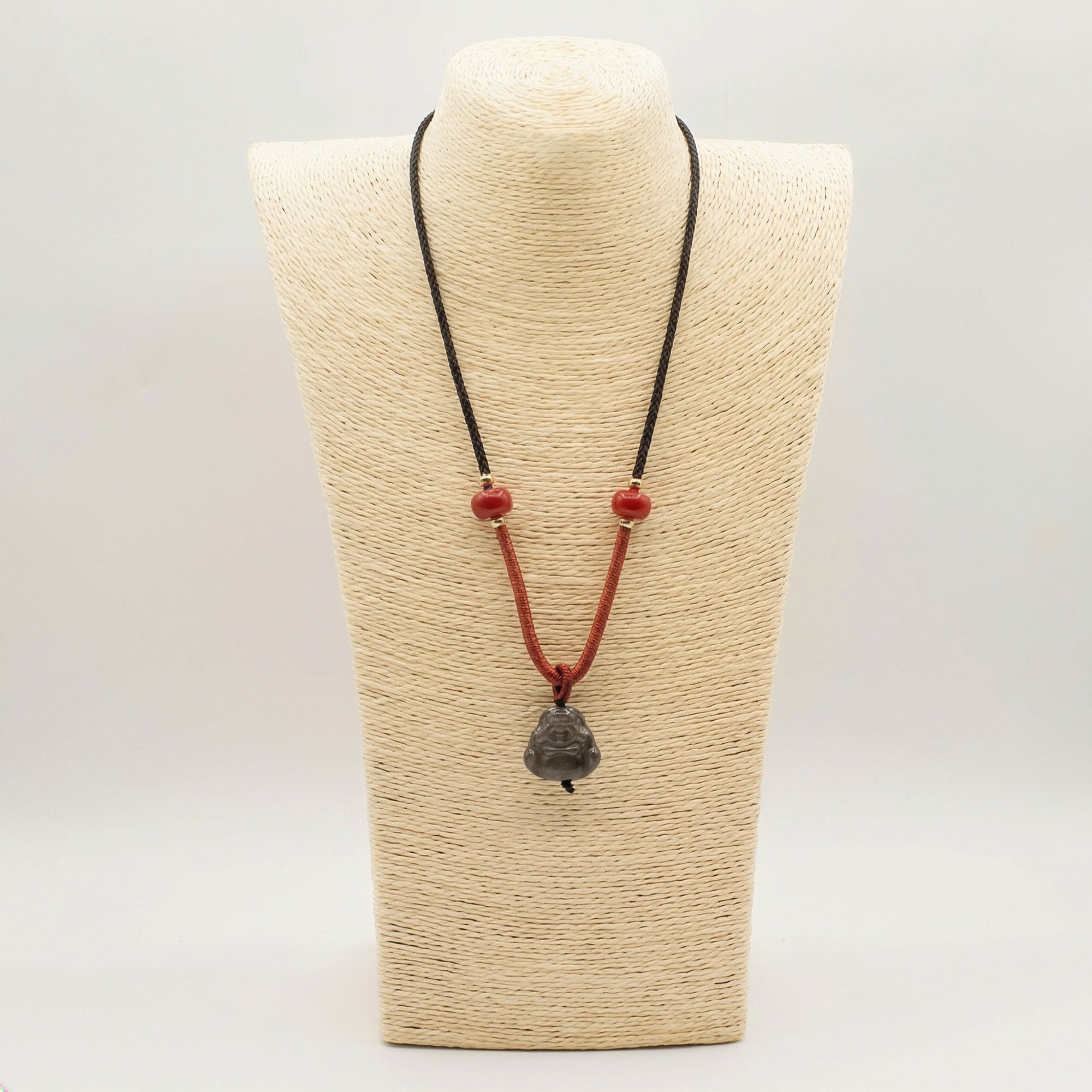 Cool Gemstone Pendants - Sliver Obsidian Buddha - Image 2