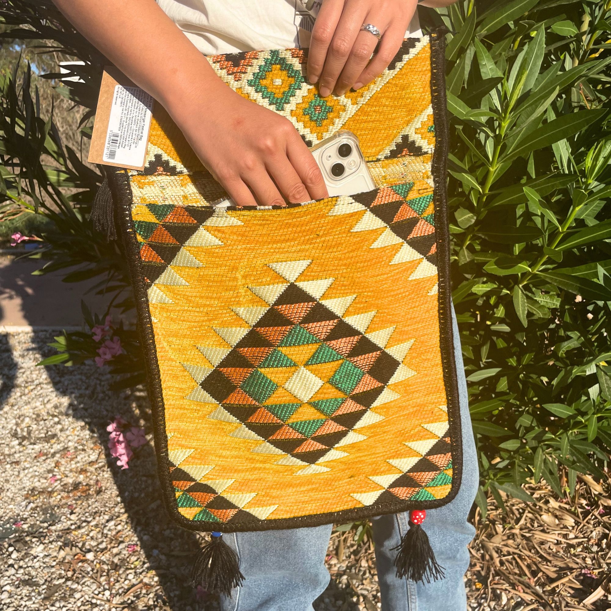 Yellow Kilim Messenger Festival Bag - Image 9