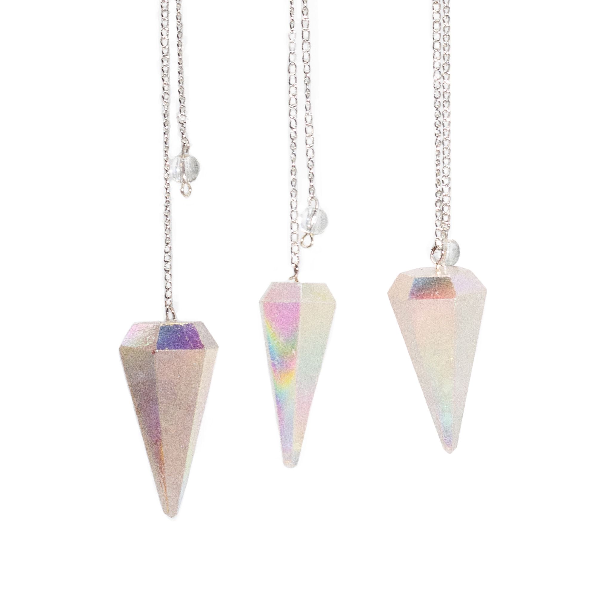 Six Sided Pendulum - Aurora Crysta Angel White - 4cm - Image 2