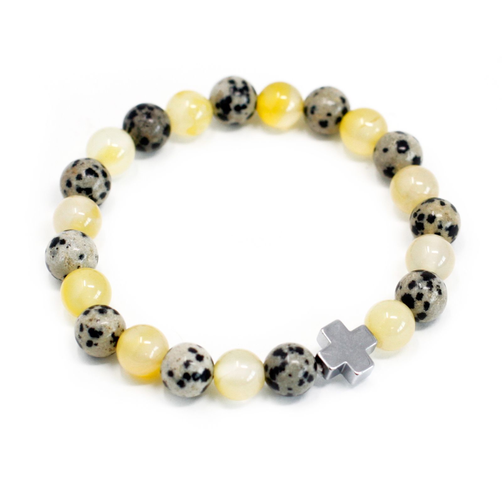Set of 2 Gemstones Friendship Bracelets - Protection - Dalmatian Jasper & Yellow Agate - Image 3