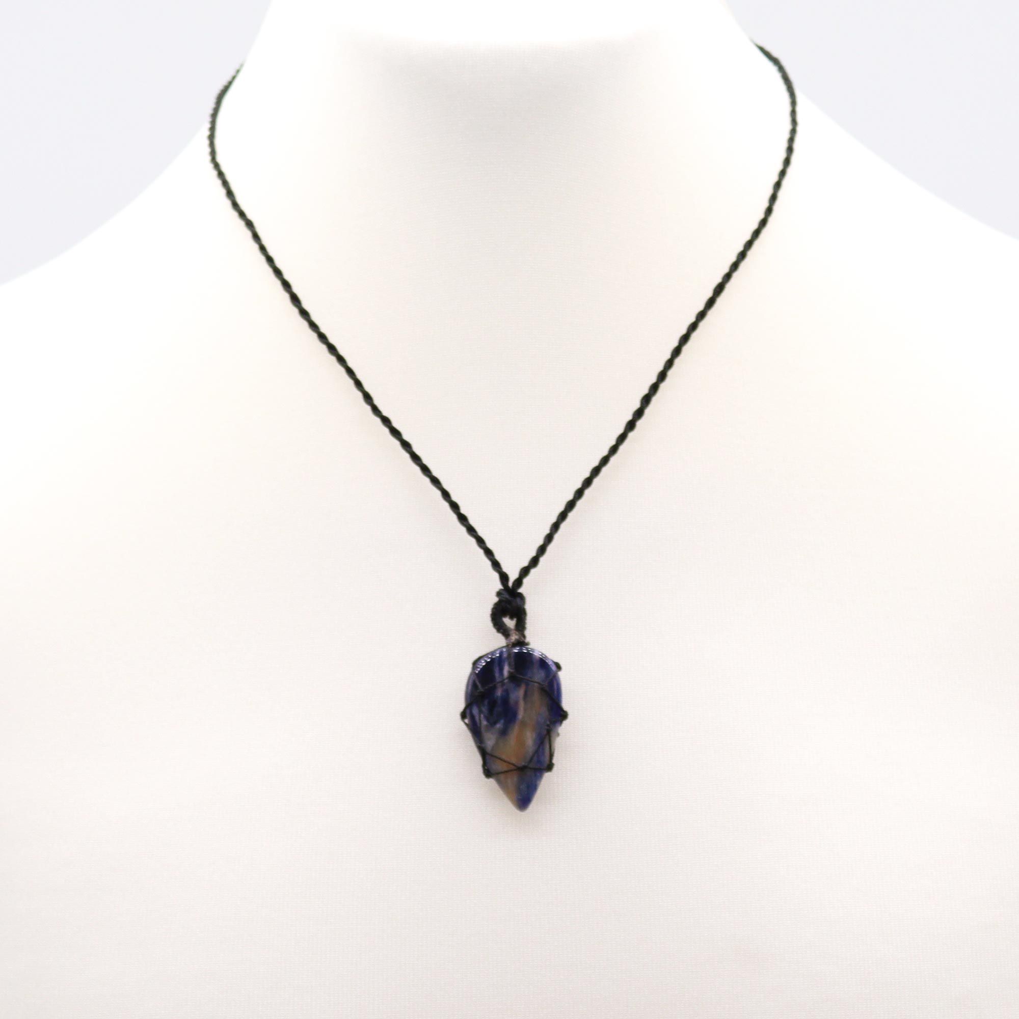 Laced Gemstone Teardrop Pendant - Sodalite - Image 3