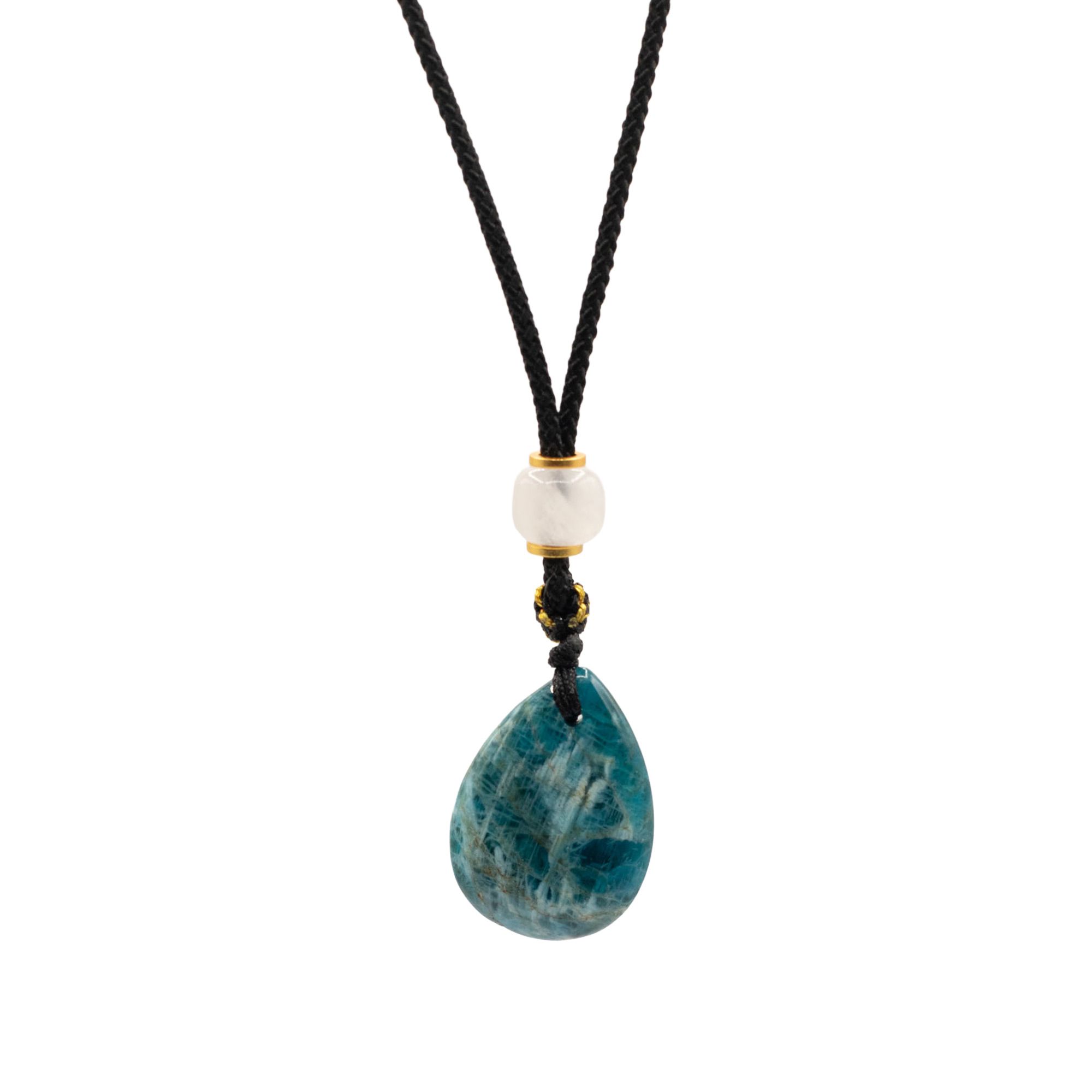 Cord Necklace Gemstone Pendant - Howlite Teardrop - Image 2