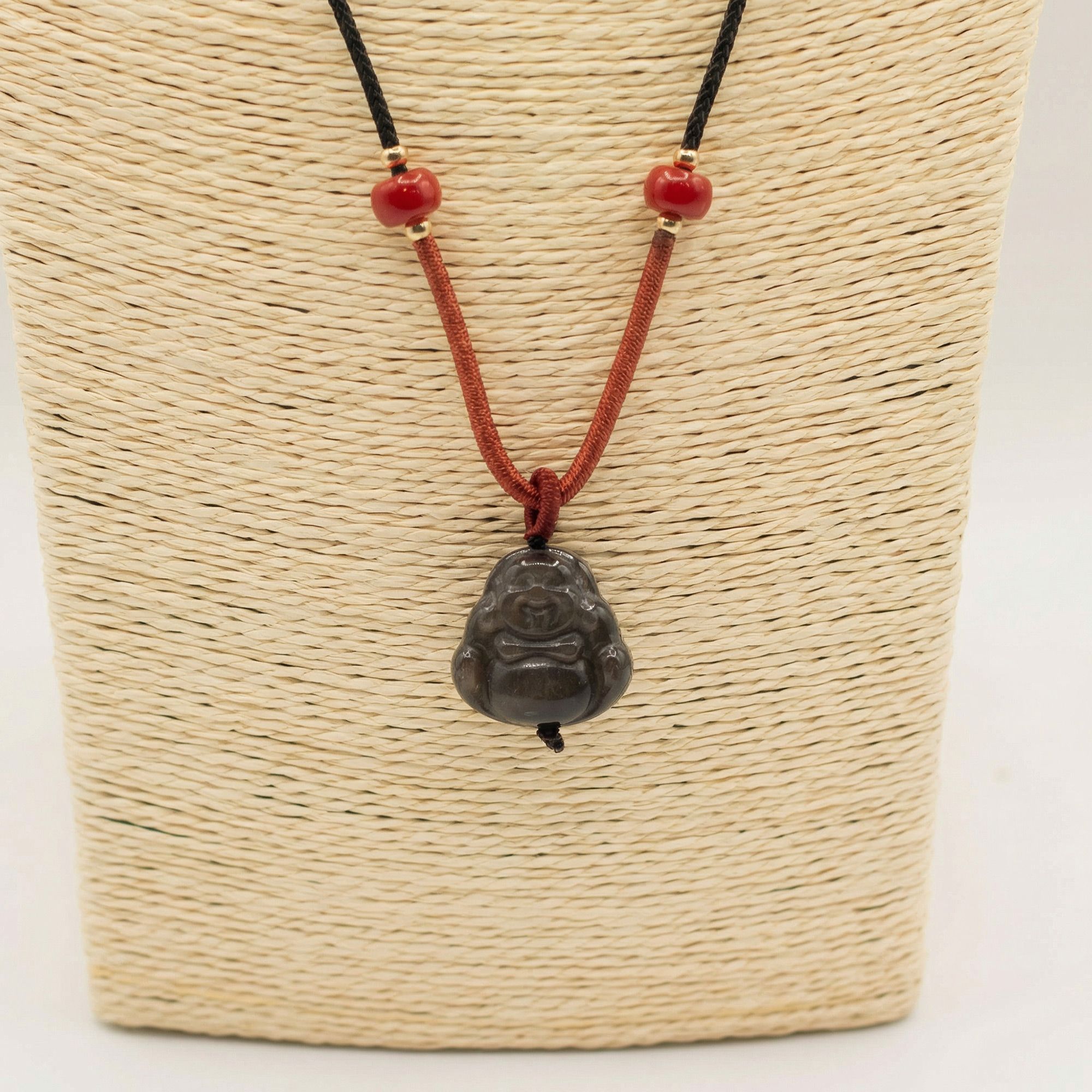 Cool Gemstone Pendants - Sliver Obsidian Buddha - Image 3