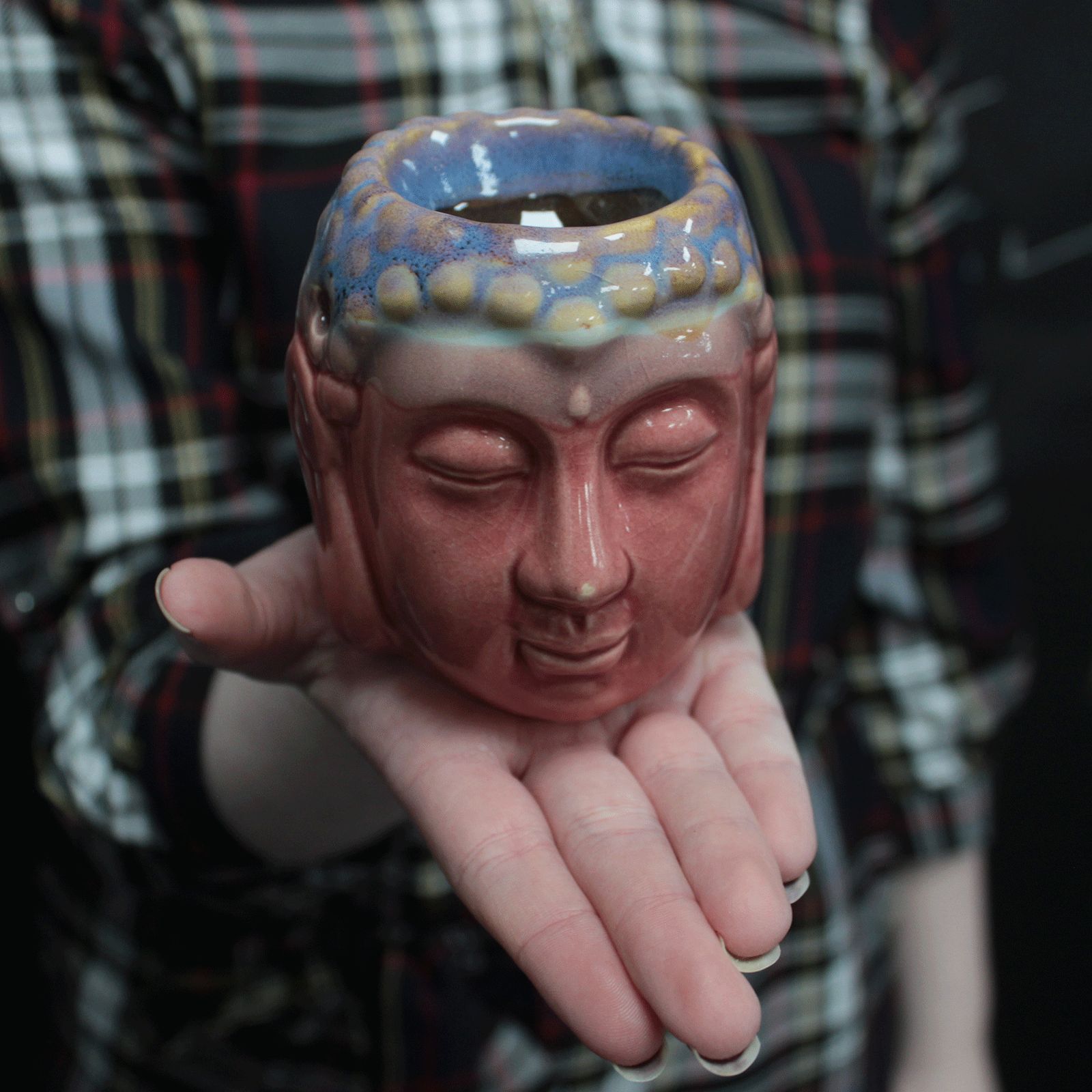 Buddha Oil Burner - Rose & Teal - Image 3