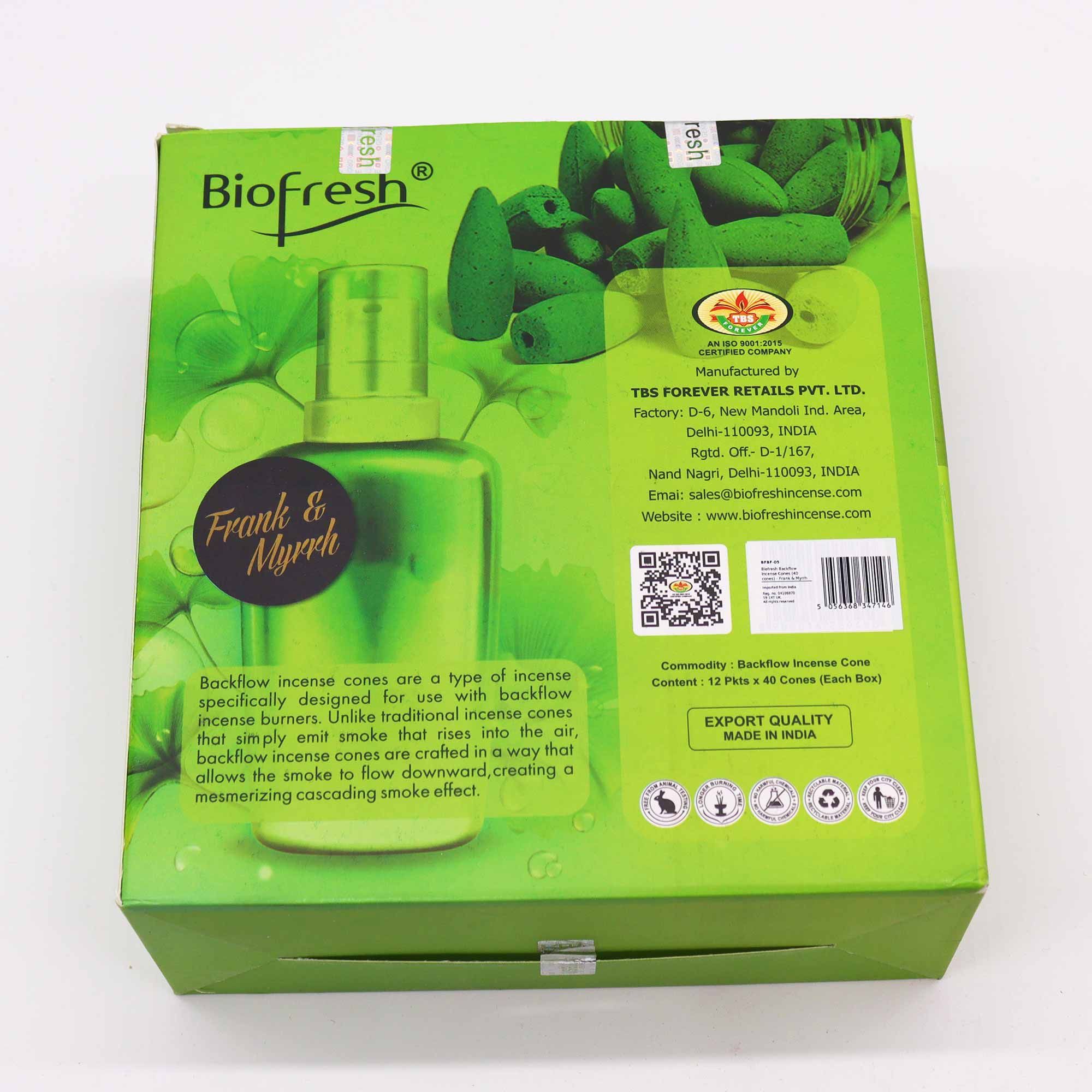 Biofresh Backflow Incense Cones - Frank & Myrrh - Image 2