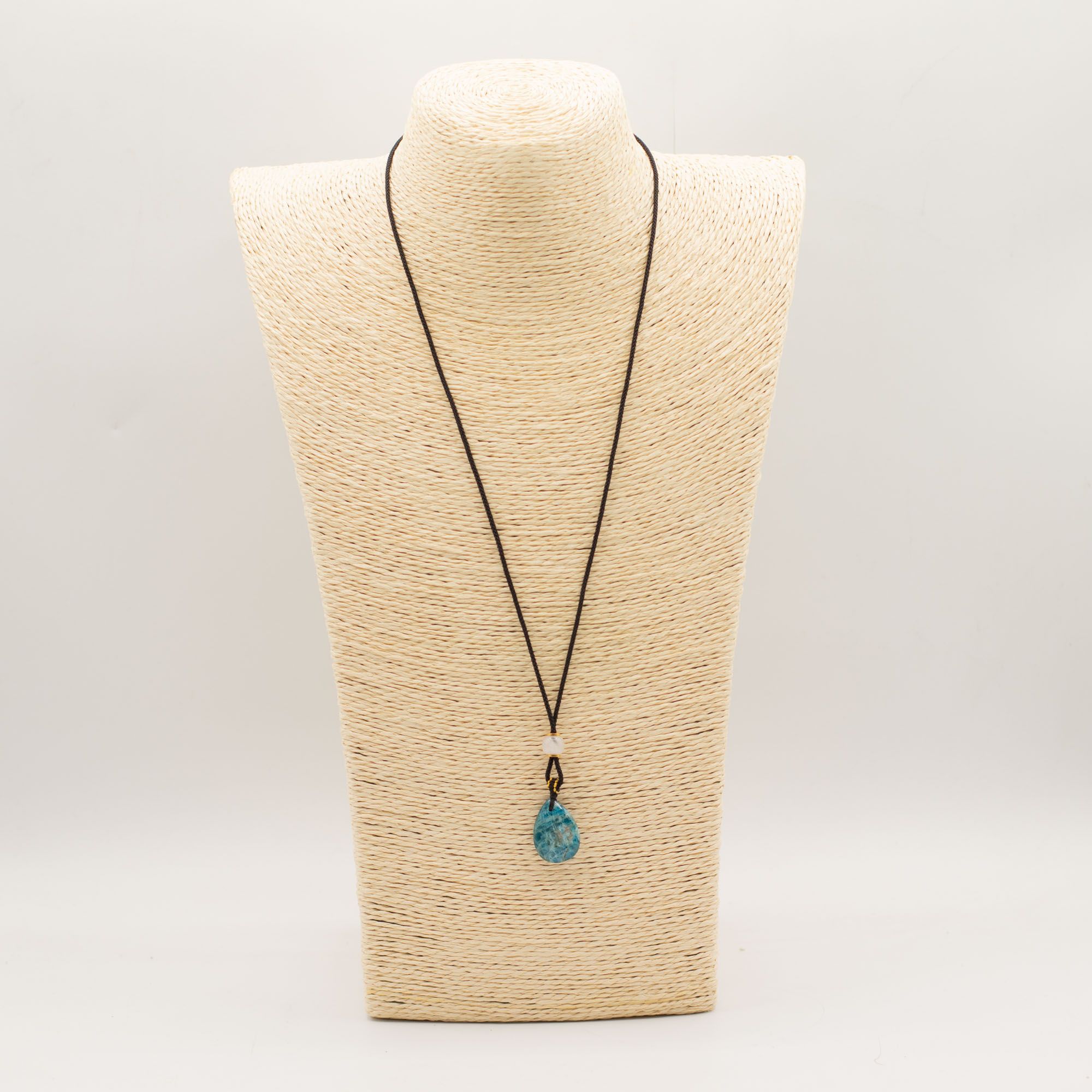 Cord Necklace Gemstone Pendant - Howlite Teardrop - Image 3