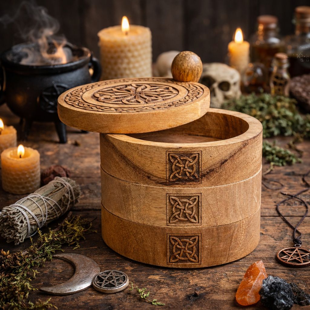 Celtic Carved 3 Tier Revolving Box - Image 5