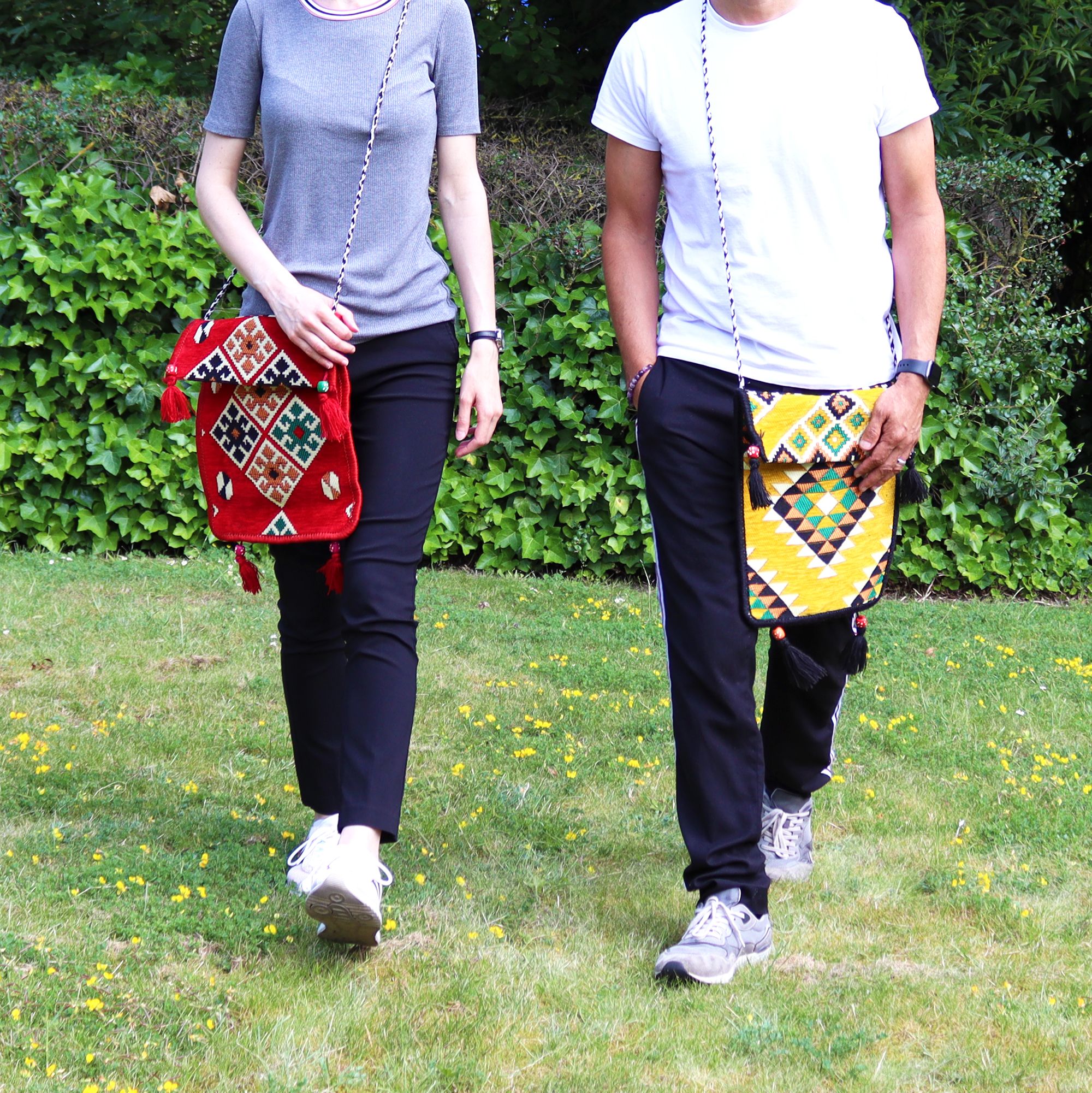 Yellow Kilim Messenger Festival Bag - Image 8