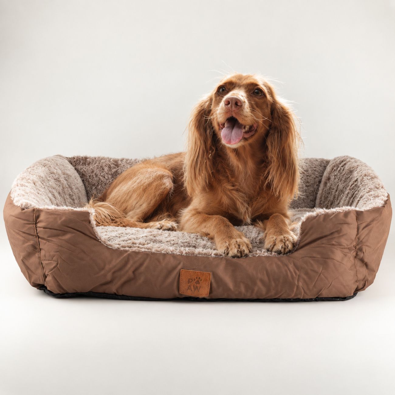 PAW Bed – Medium Plush Teddy Brown – 70 × 55 × 18cm - Image 2