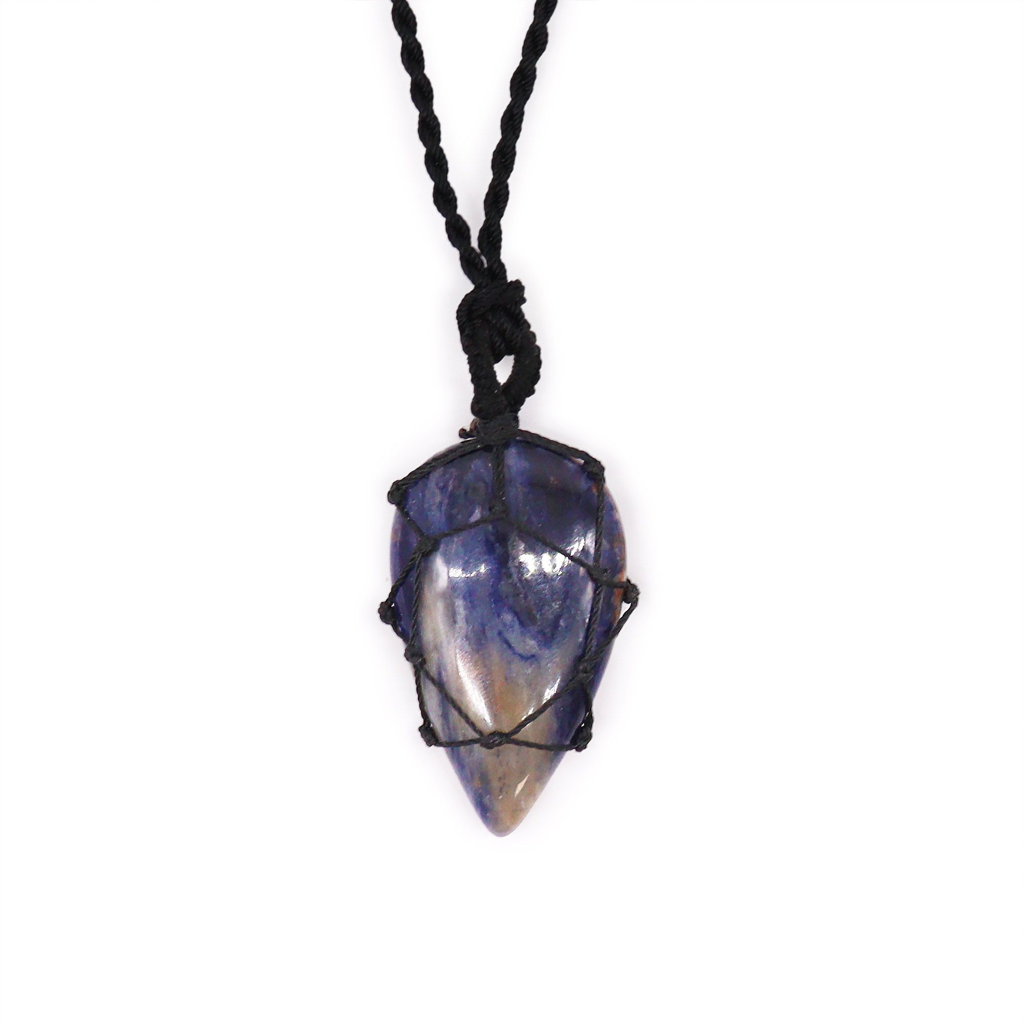 Laced Gemstone Teardrop Pendant - Sodalite - Image 2