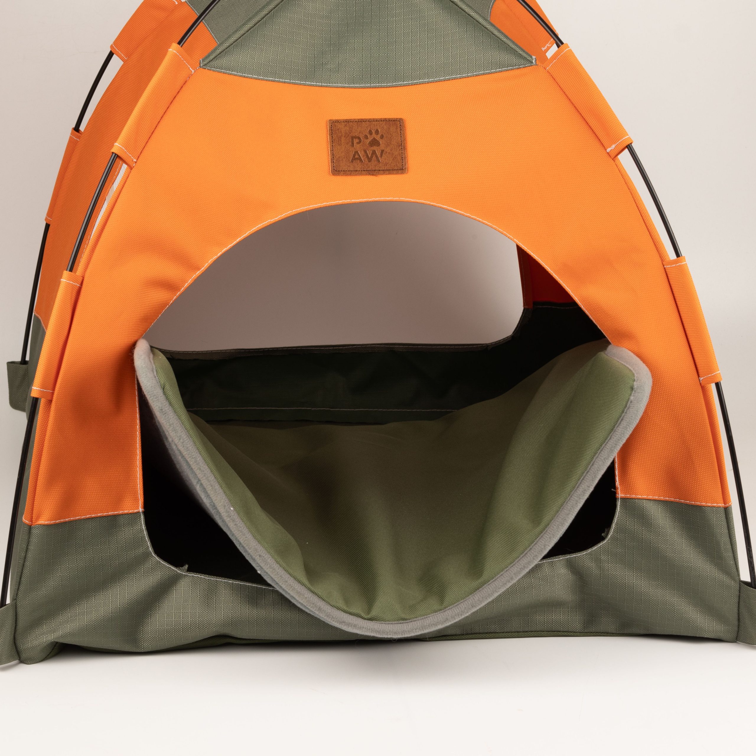 PAW Bed – Green & Orange Tent – 48 × 48 × 40cm - Image 7