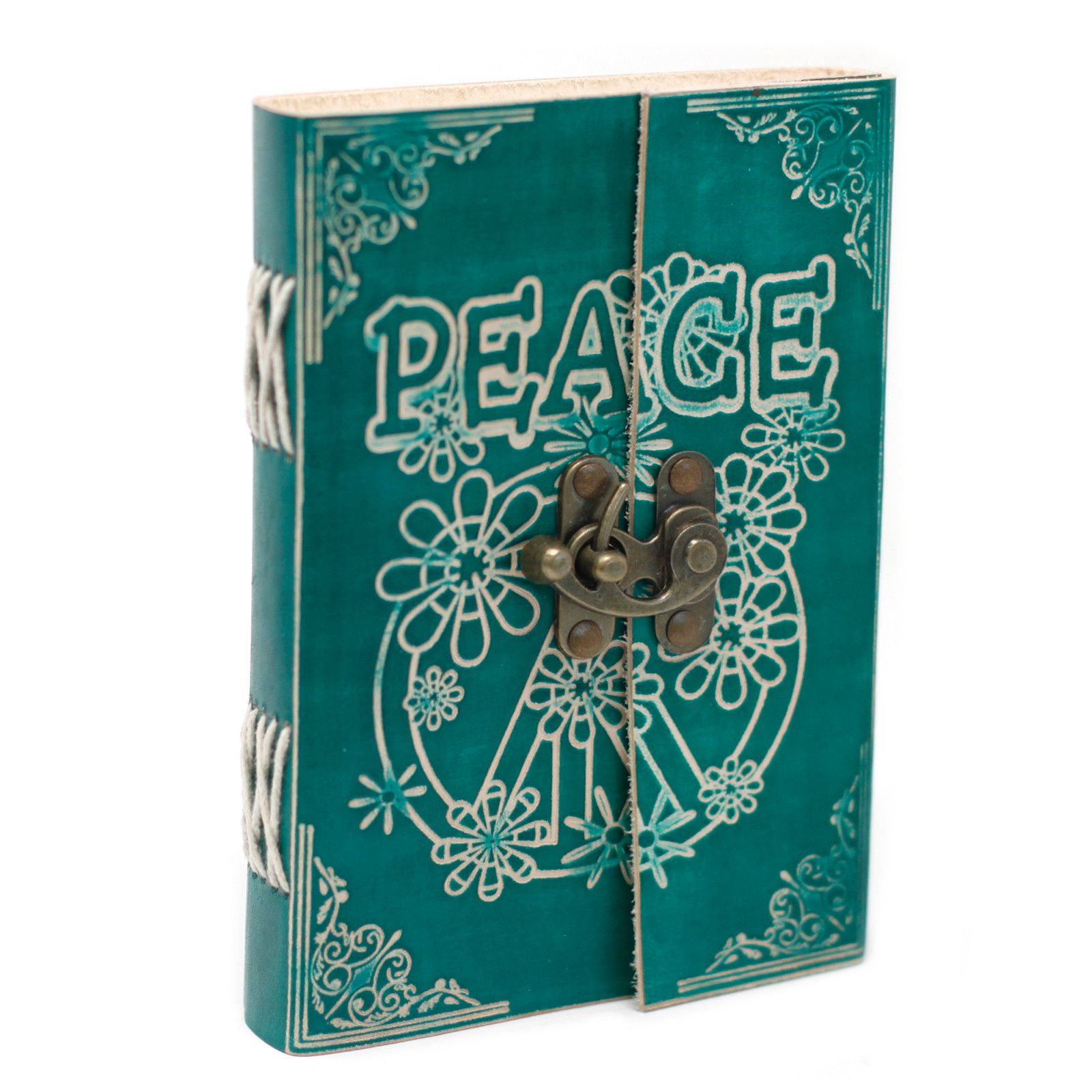 Leather Green Peace with Lock Notebook (7x5") - Image 2