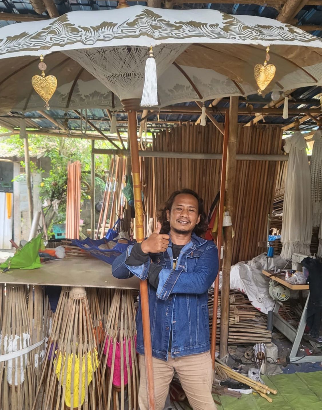Bali Patio Parasol - Canvas - Natural Decor - 2m - Image 2