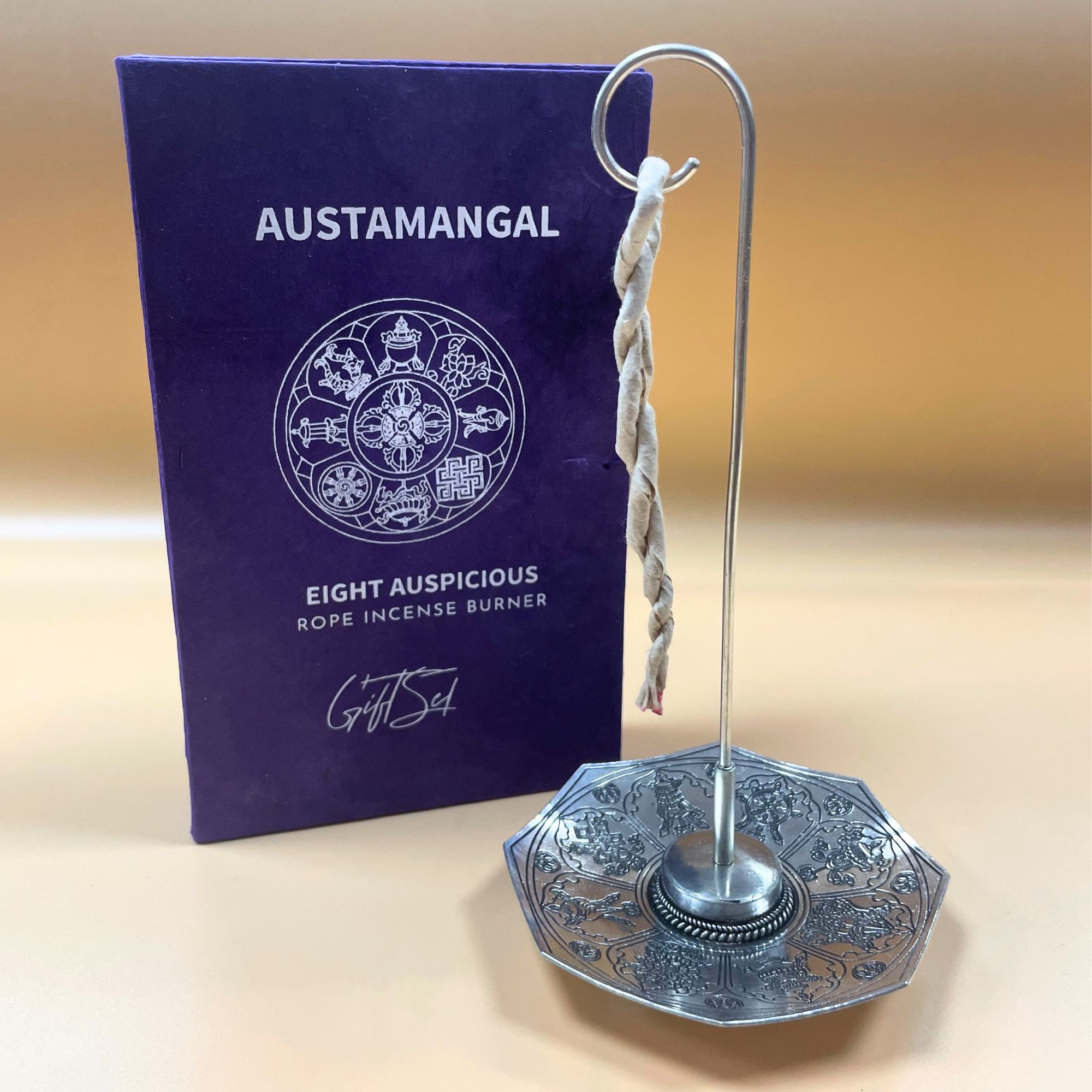 Rope Incense and Silver Plated Holder Set - Astamangal - Image 4