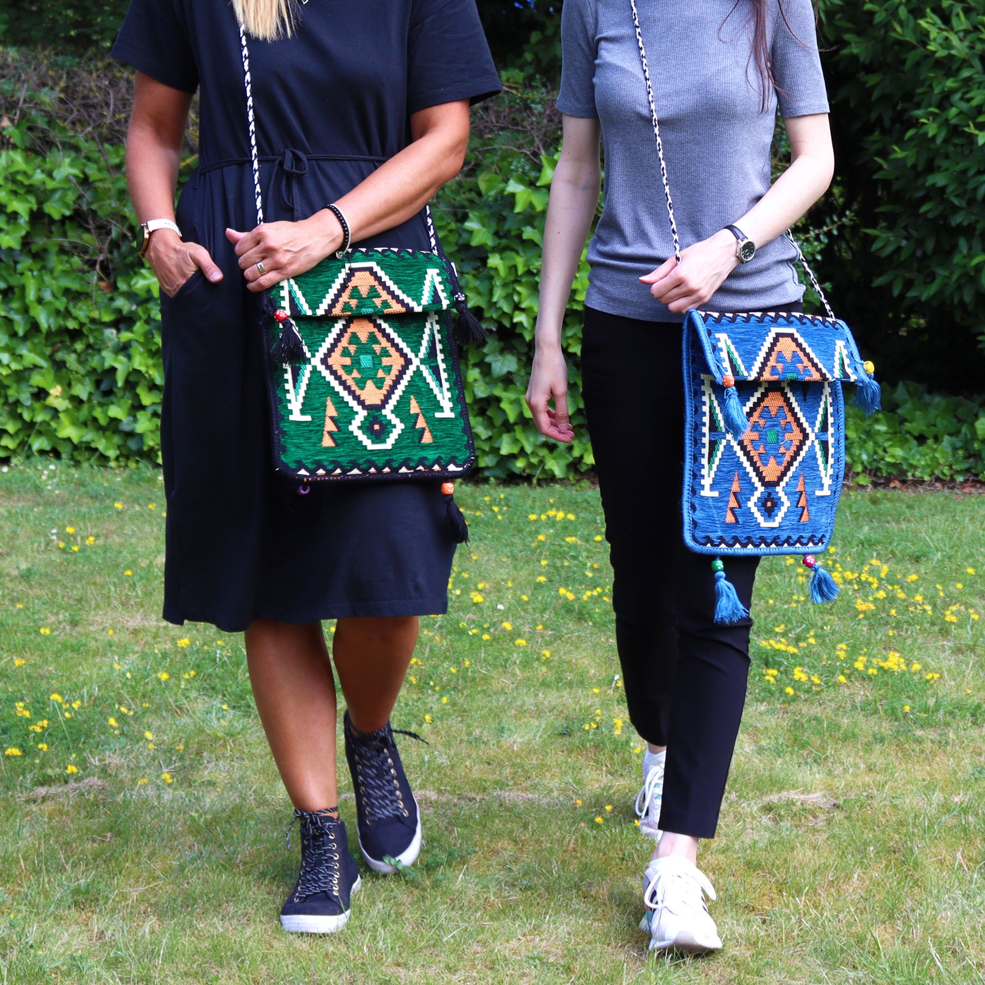 Sky Blue Kilim Messenger Festival Bag - Image 2