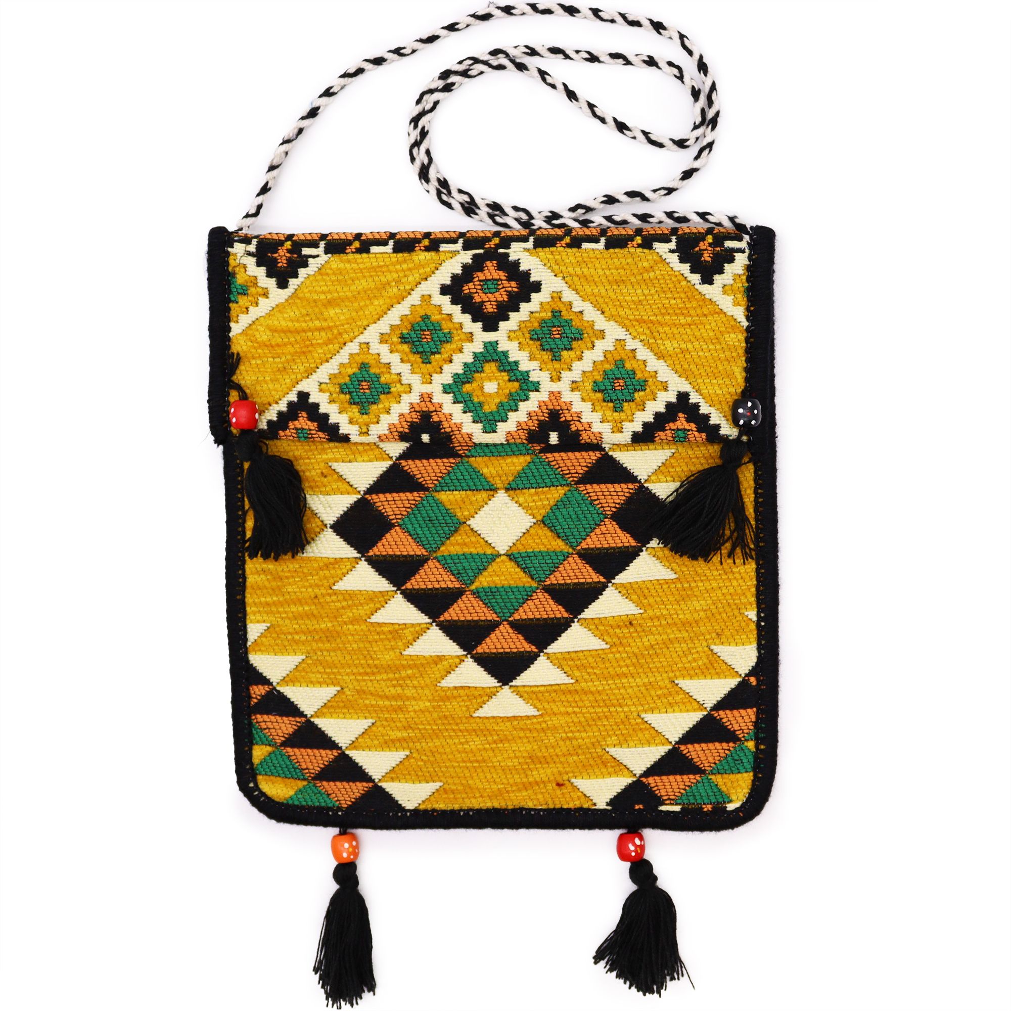 Yellow Kilim Messenger Festival Bag - Image 6