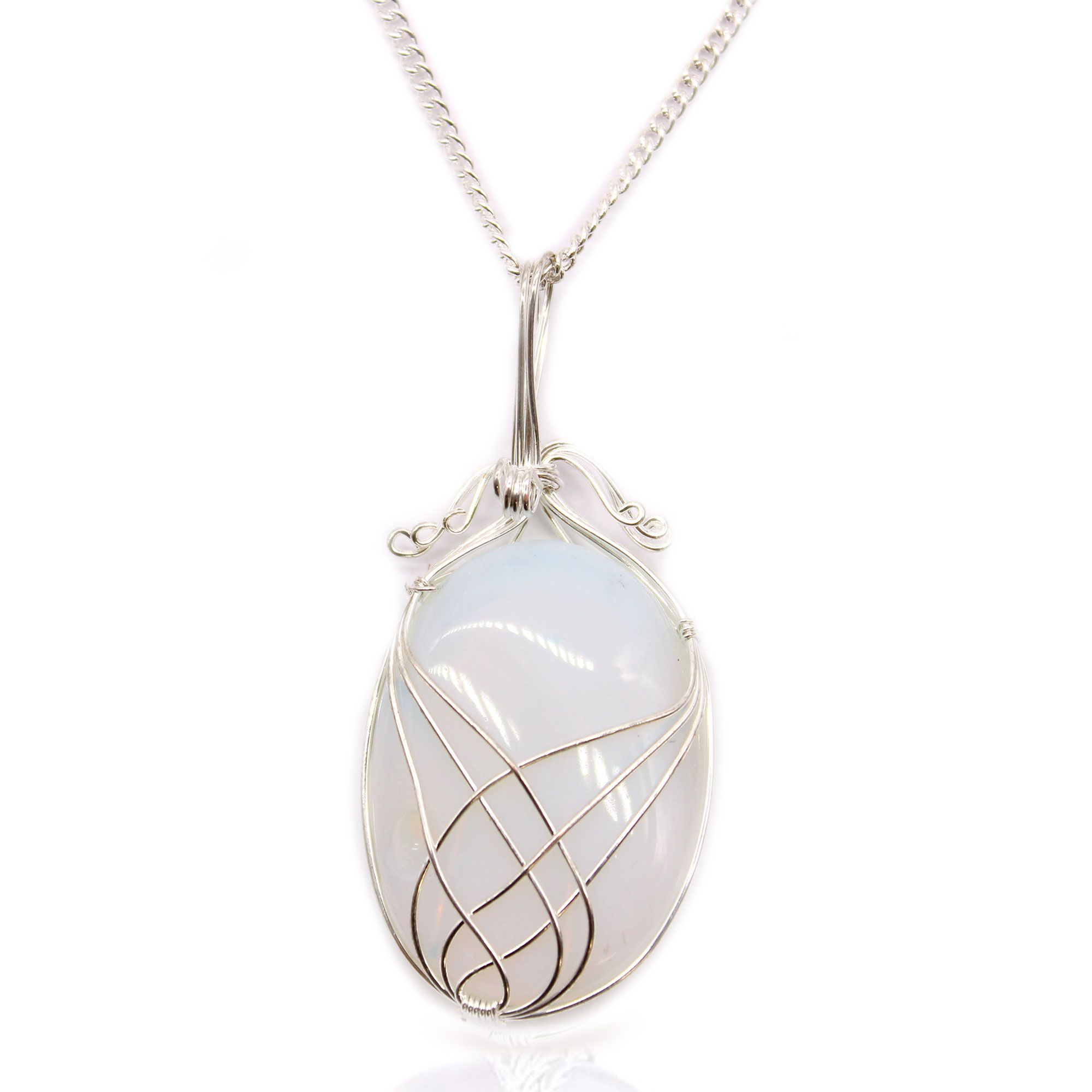 Swirl Wrapped Gemstone Necklace - Opalite - Image 2