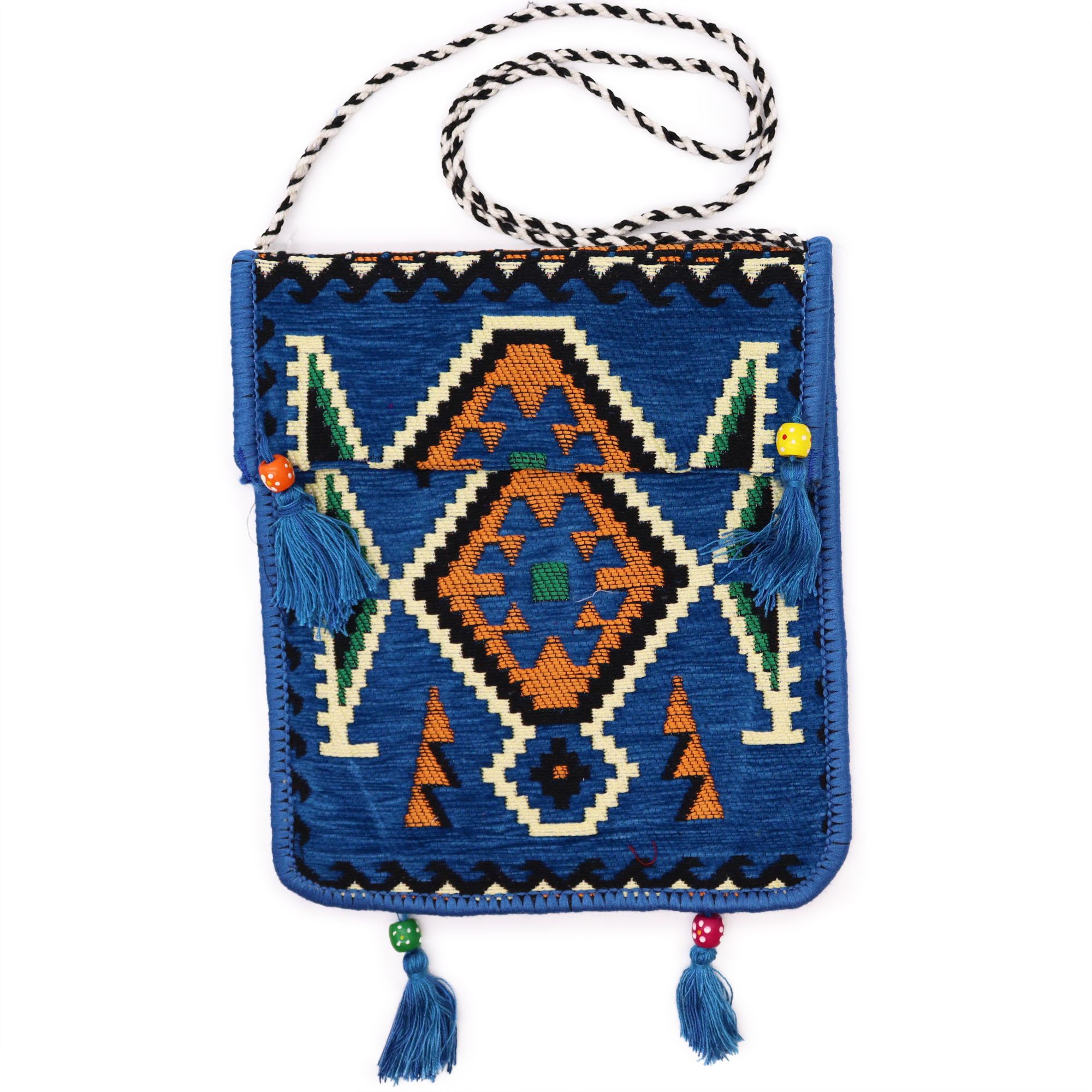 Sky Blue Kilim Messenger Festival Bag - Image 4