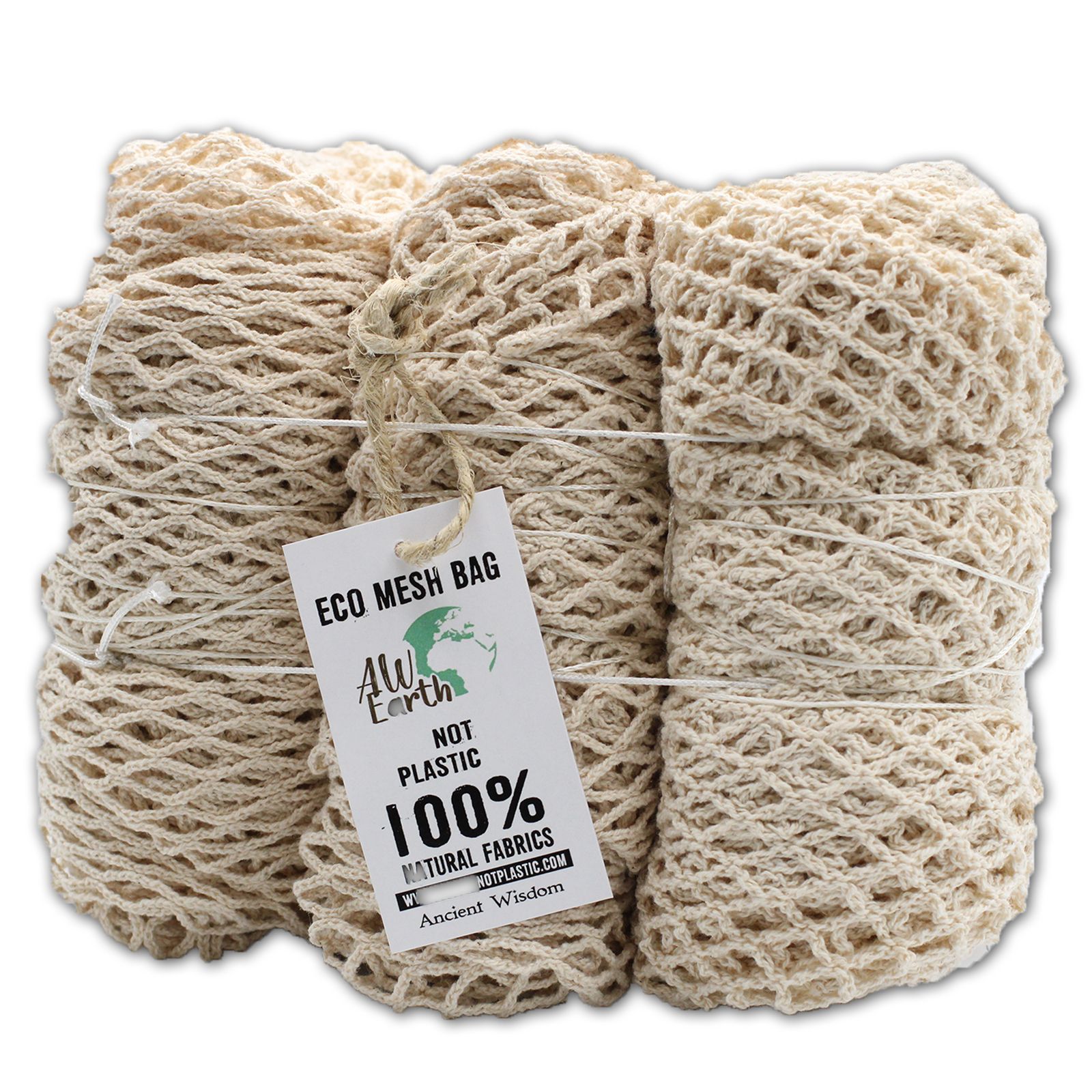 Pure Cotton Mesh Bag - Natural - Image 3
