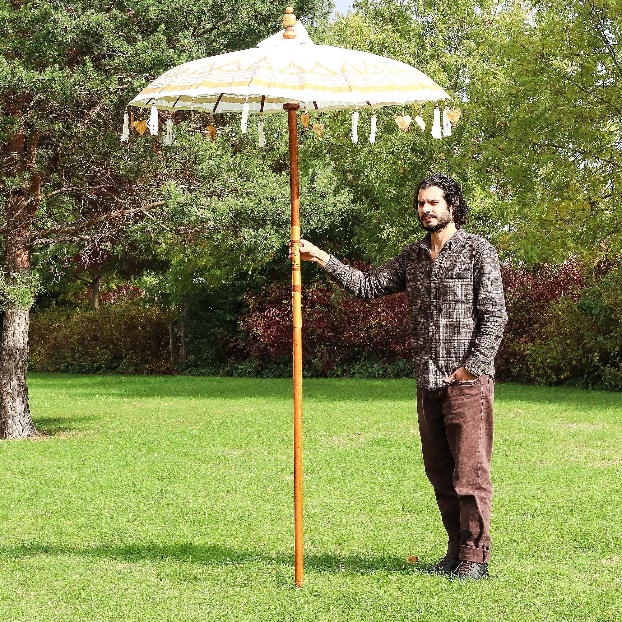 Bali Patio Parasol - Canvas - Natural Decor - 1.5m - Image 3