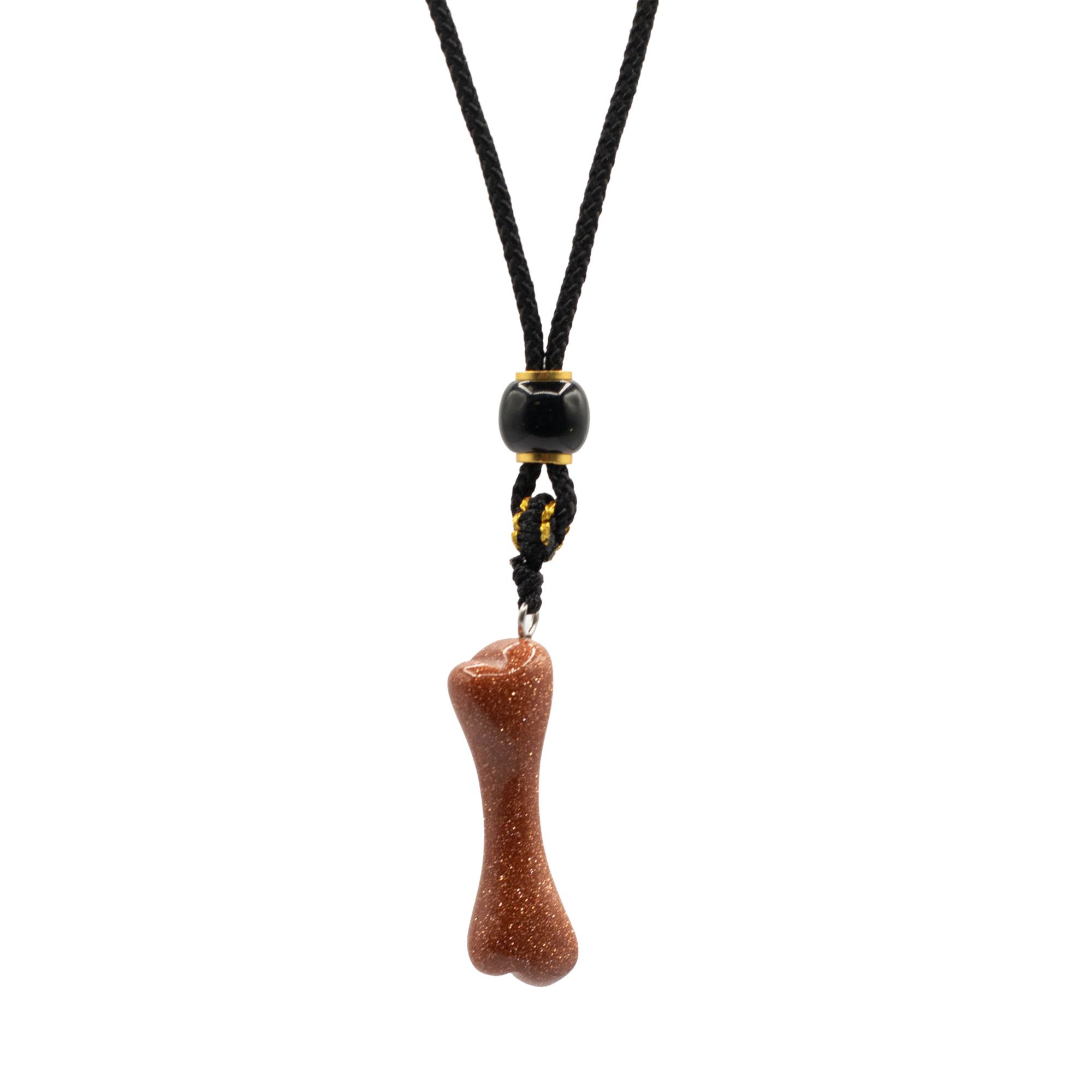 Cord Necklace Gemstone Pendant - Goldstone Bone - Image 4
