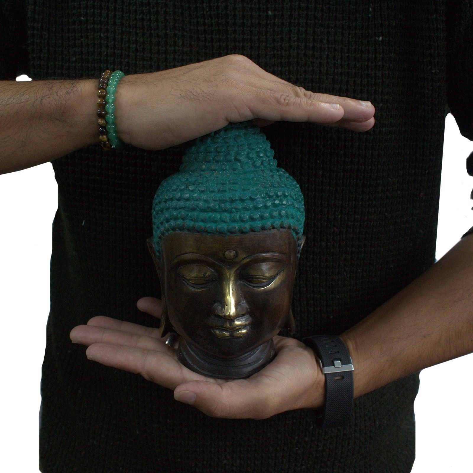 Large Classic Brass Buddha Head - Image 3