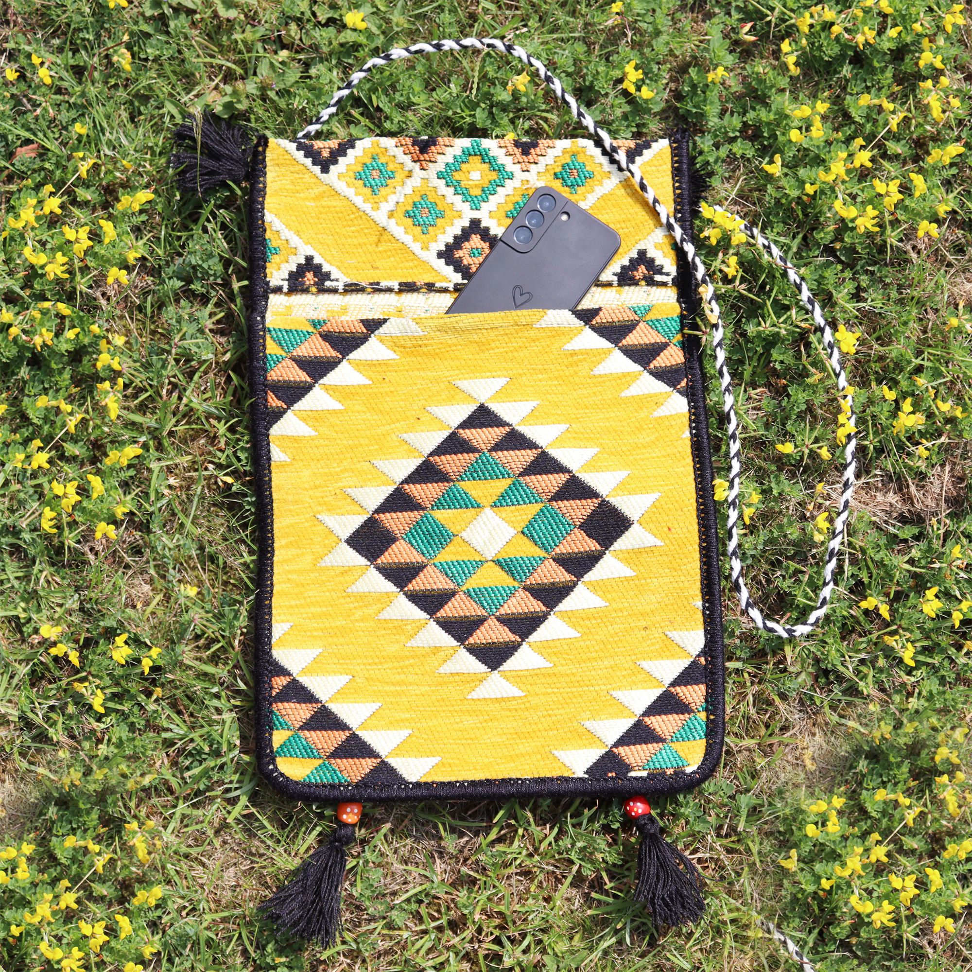 Yellow Kilim Messenger Festival Bag - Image 4