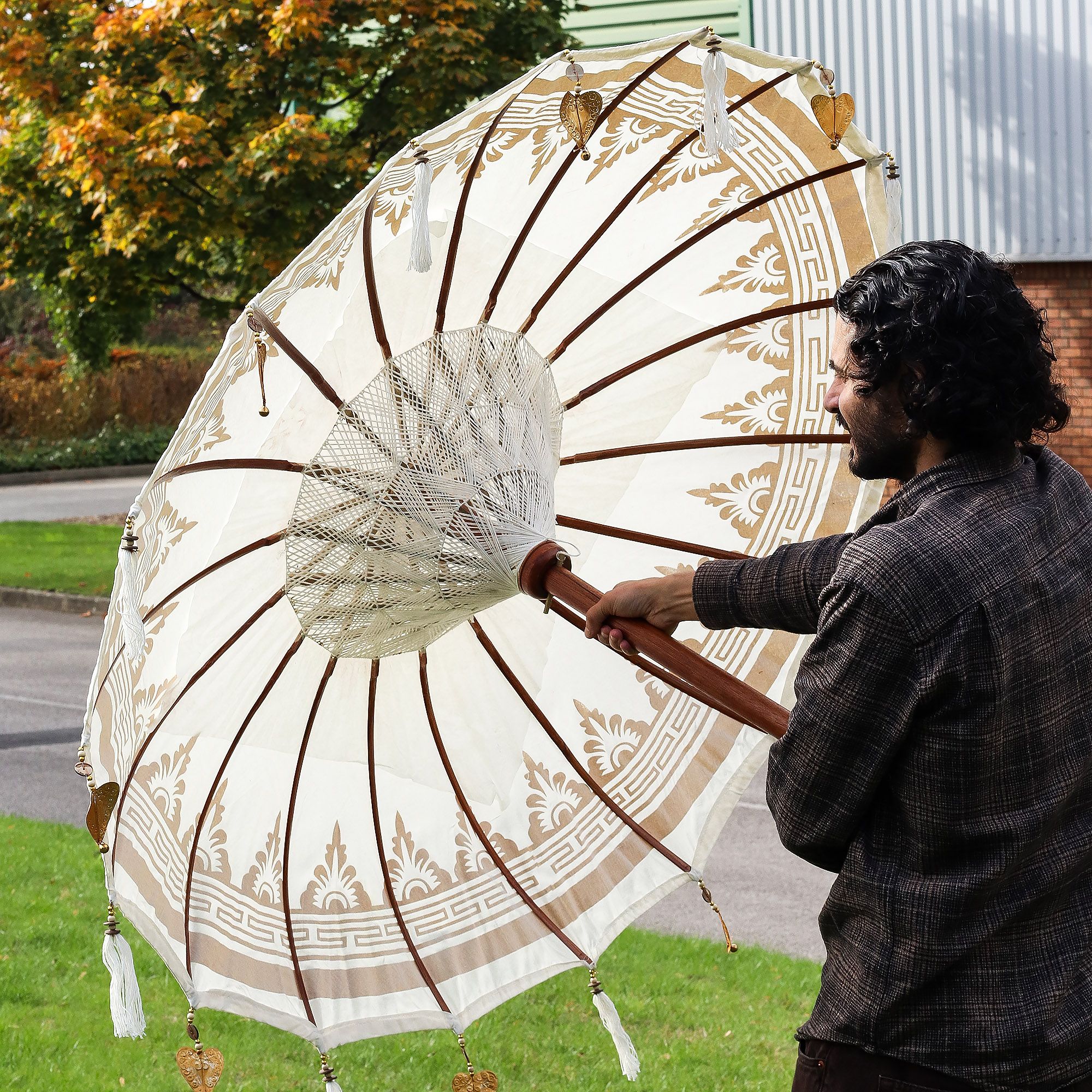 Bali Patio Parasol - Canvas - Natural Decor - 1.5m - Image 2