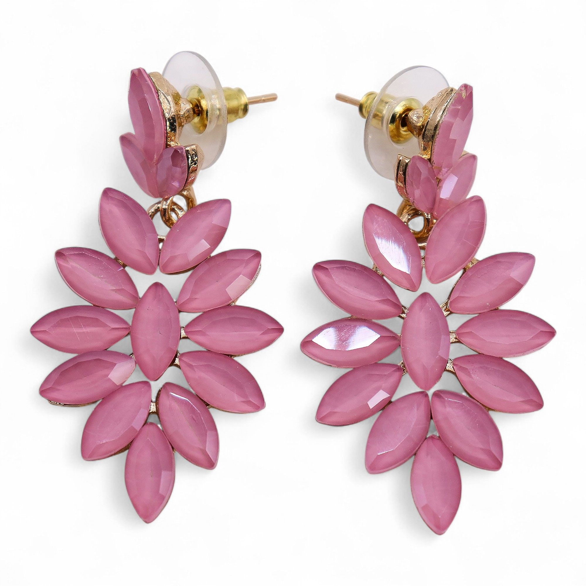 Soft Pink - Vintage Glass - Long Drop - Earrings - Image 4