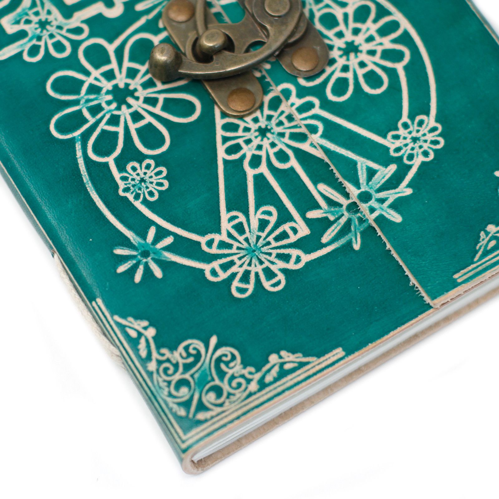 Leather Green Peace with Lock Notebook (7x5") - Image 8