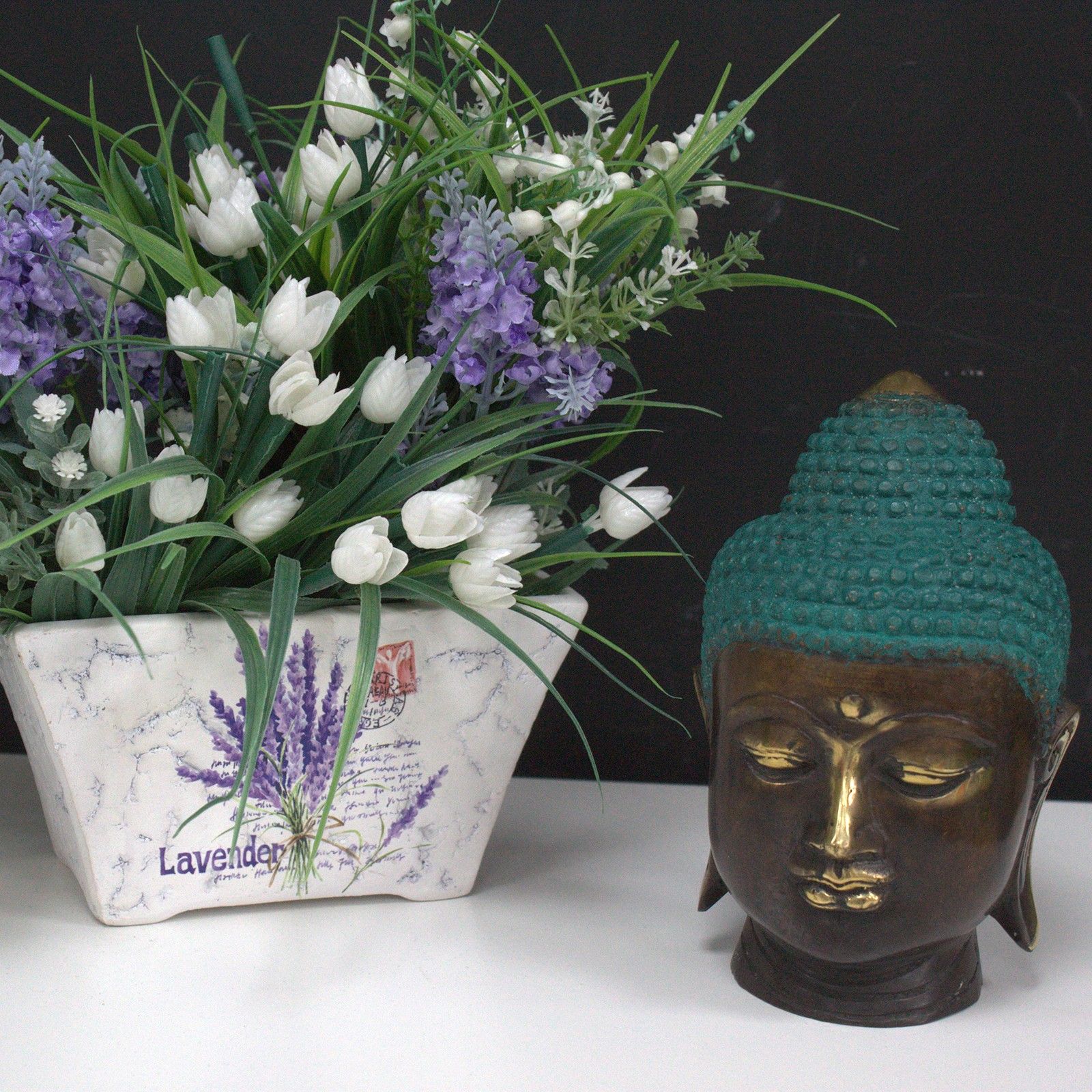 Large Classic Brass Buddha Head - Image 2