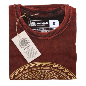 Nomad Sari Stonewashed Cotton T-Shirt – Chakra – Maroon – Small
