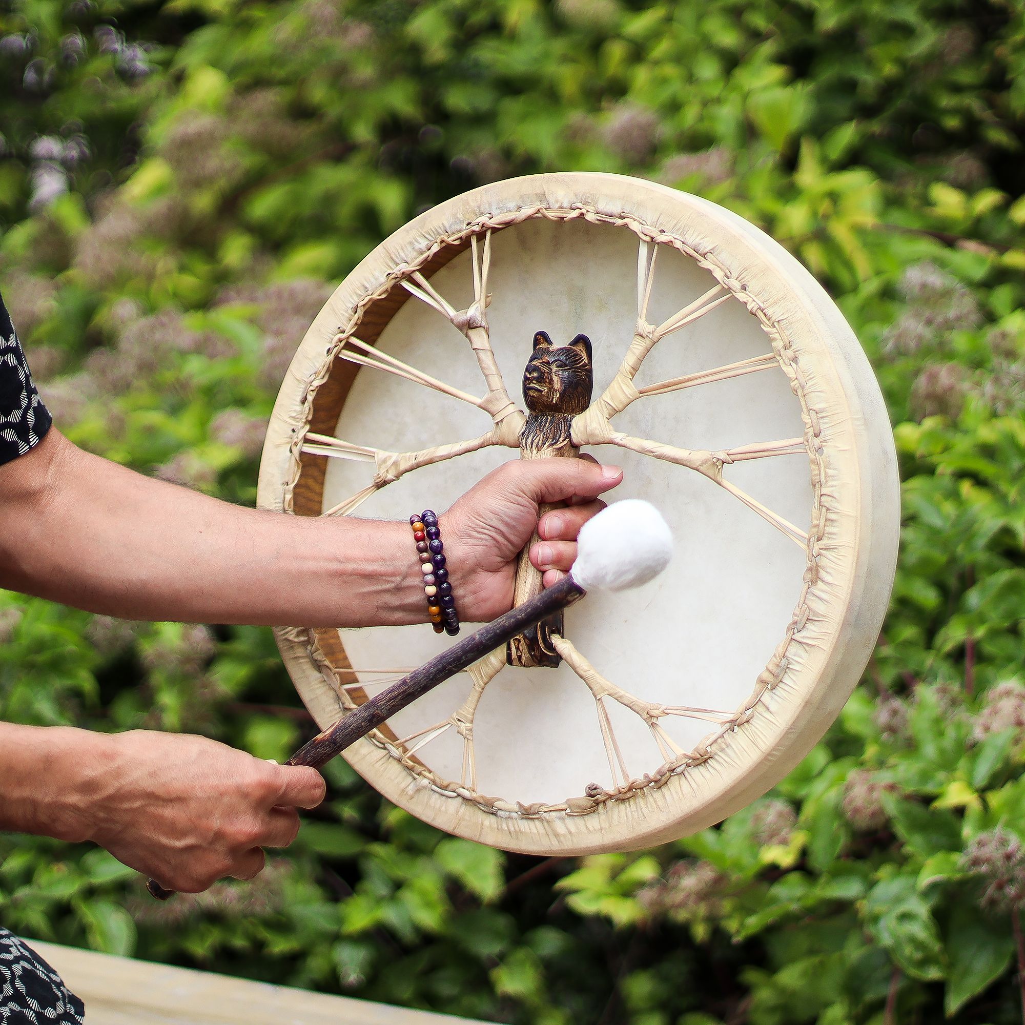 Spirit of the Bear - Shaman Drum & Stick- Tunable - 40cm - Image 16