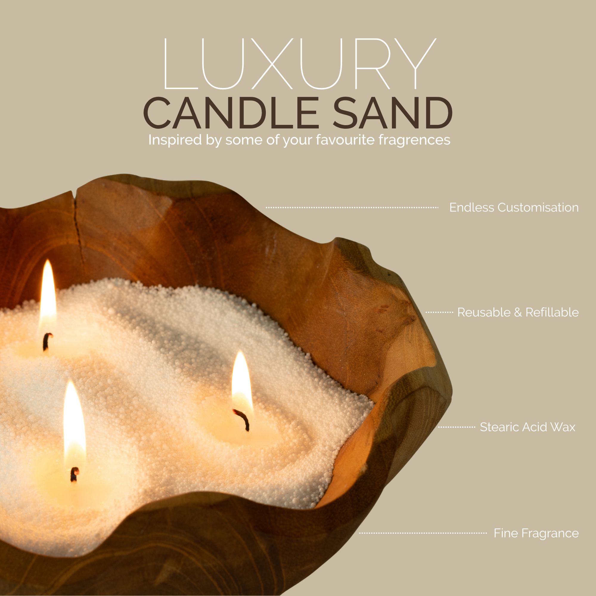 Fragranced Candle Sand - Cream - Regent Polo - 300g - Image 11