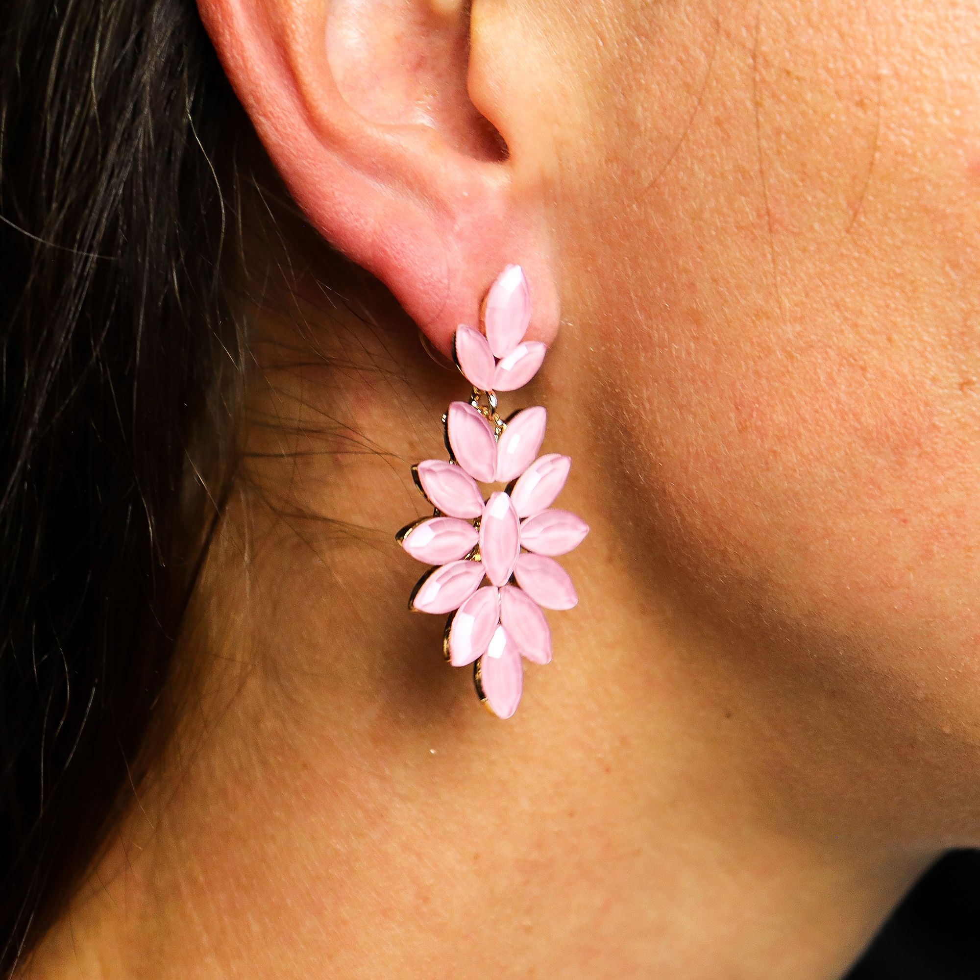 Soft Pink - Vintage Glass - Long Drop - Earrings - Image 6