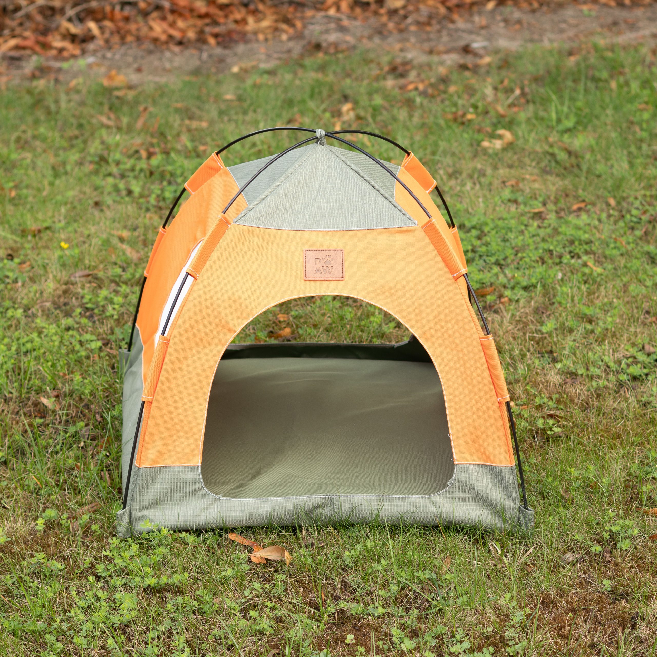 PAW Bed – Green & Orange Tent – 48 × 48 × 40cm - Image 8