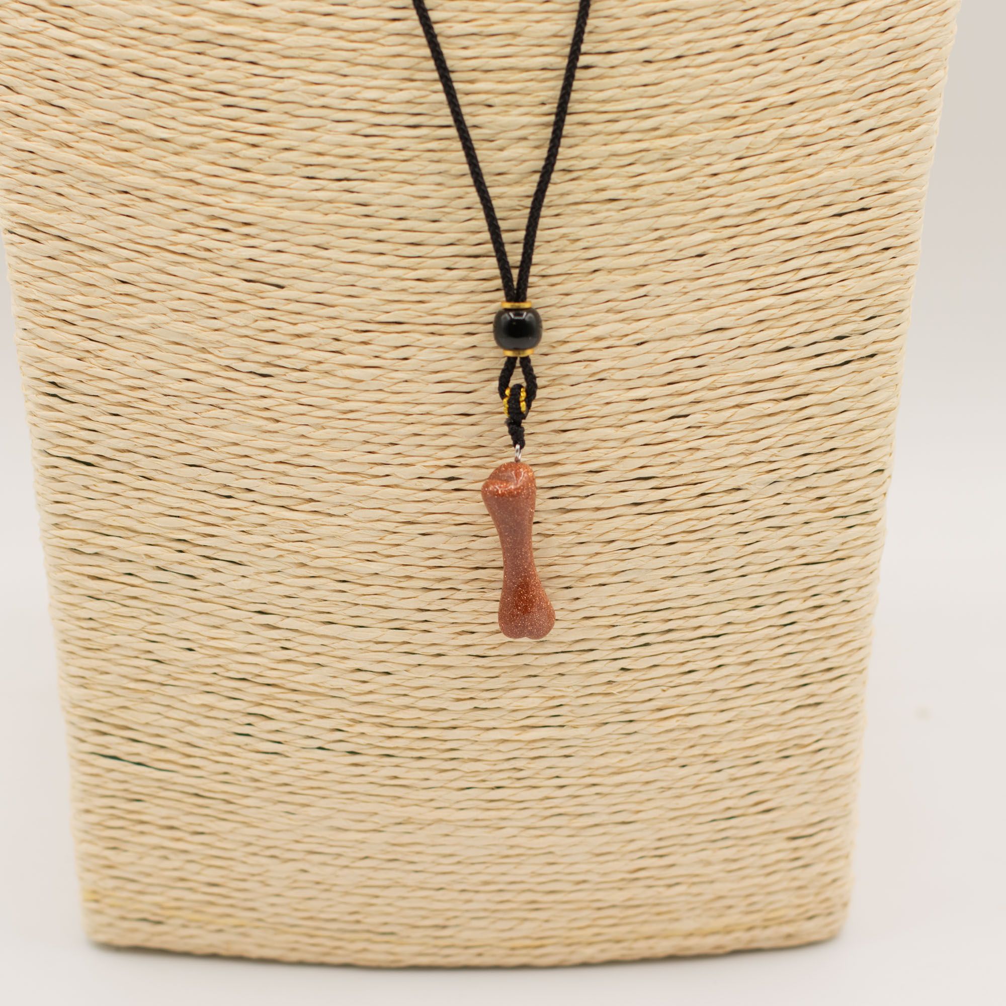 Cord Necklace Gemstone Pendant - Goldstone Bone - Image 3