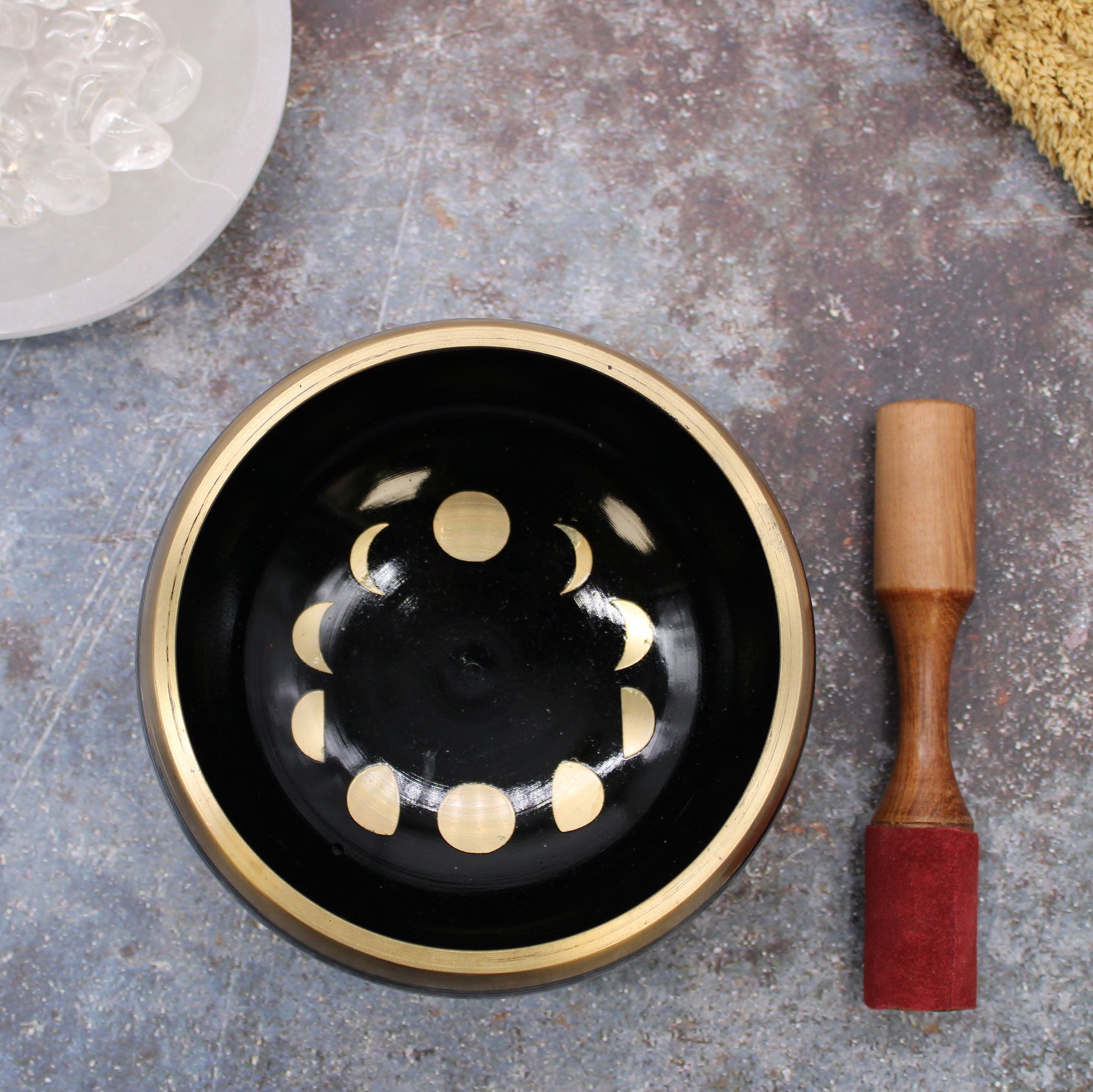 Lrg Moon Phase Singing Bowl Set- Black 14cm - Image 4
